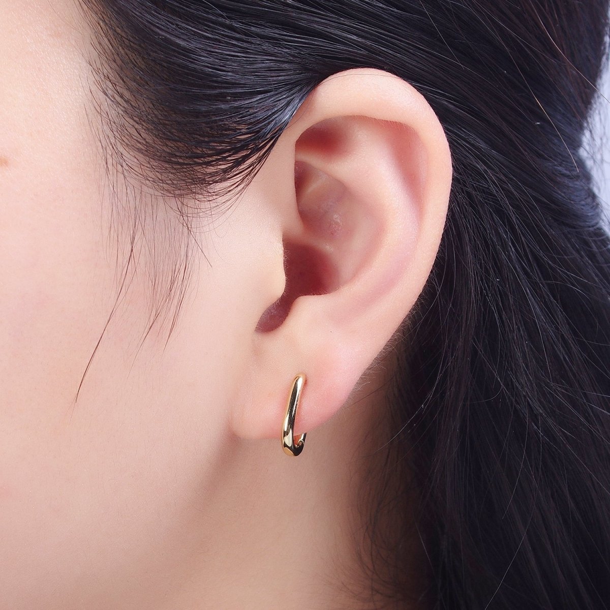 14K Gold Filled Minimalist Earring U Shape Small Hoop Huggie Earring, Perfect for Everyday Wear or Gift | X-909 - DLUXCA