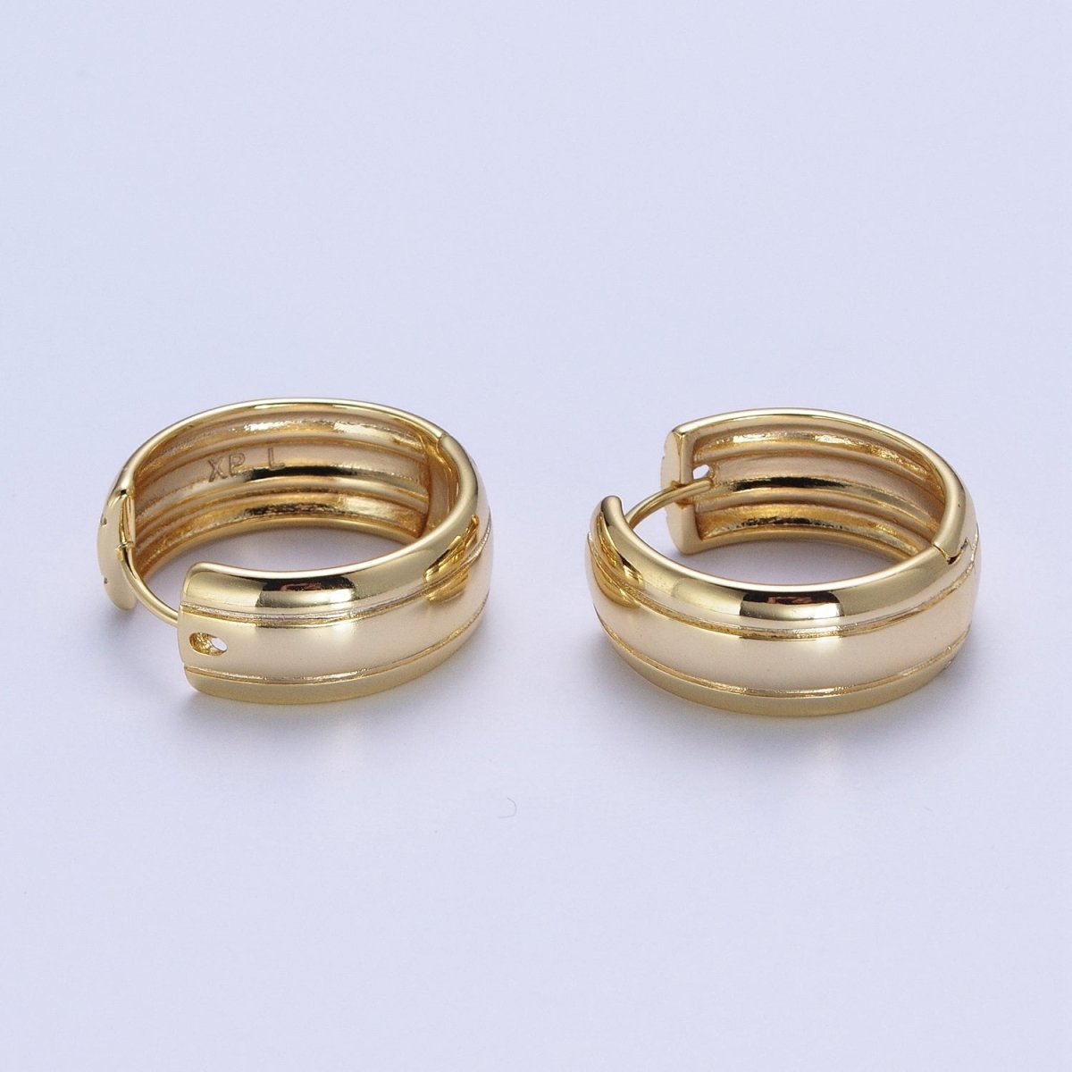 14K Gold Filled Minimalist Plain Gold Small Bold Thick Hoop Huggie Earring, Perfect for Everyday Wear or Gift | X910 - DLUXCA