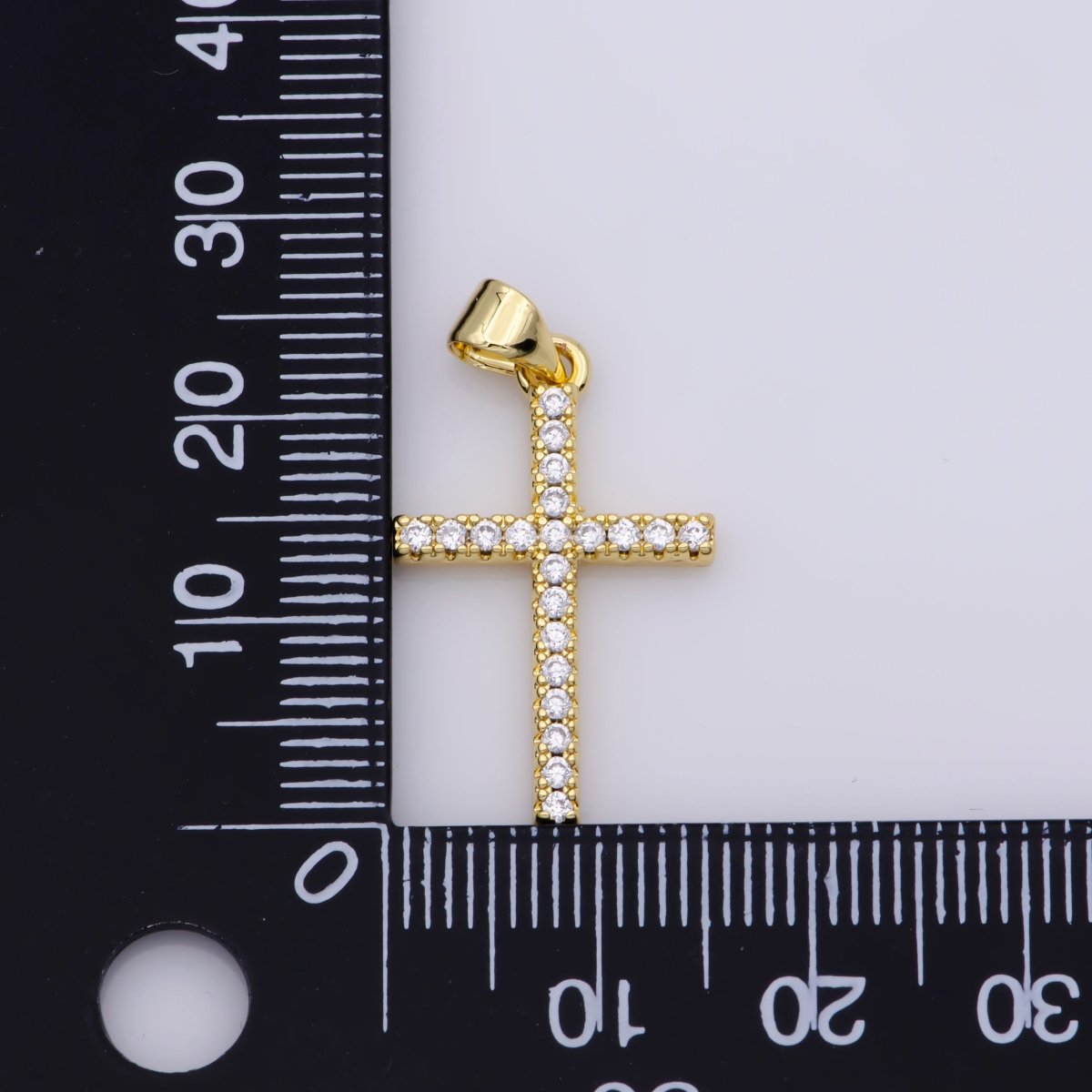 14K Gold Filled Minimalist Simple Cross Micro Pave Cubic Zirconia Necklace Pendant Bracelet Earring Charm Component for Religious Jewelry - DLUXCA
