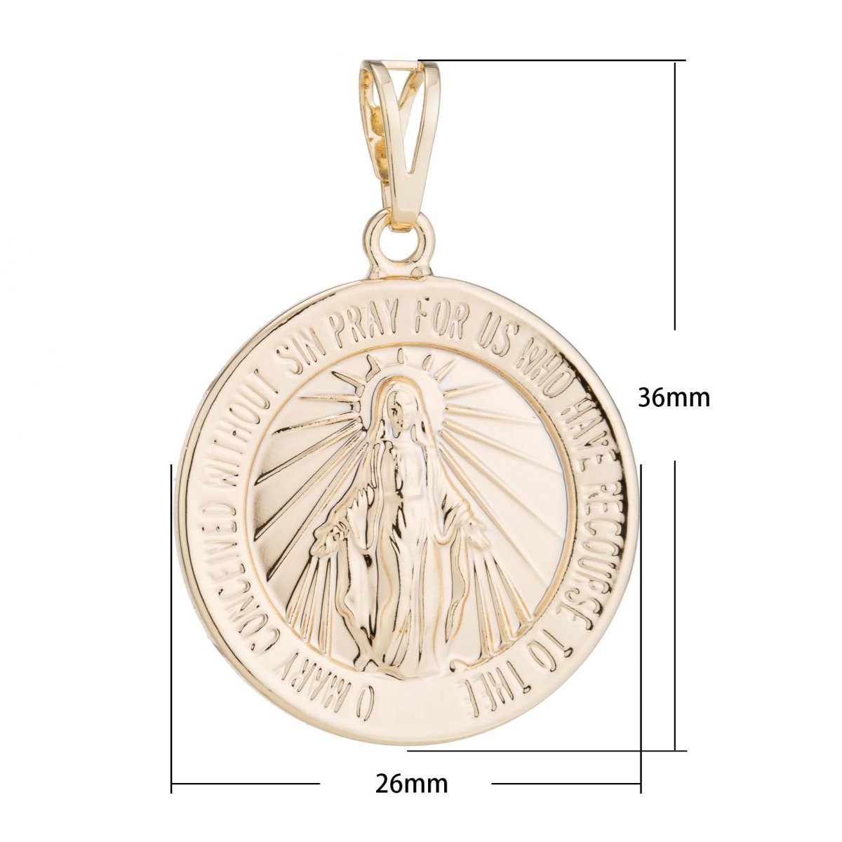 14k Gold Filled Miraculous Lady Charm Medal Mother Mary Necklace Coin Medallion Charm Rose Gold Filled Pendant - Religious Pendant Charms H-450 - DLUXCA