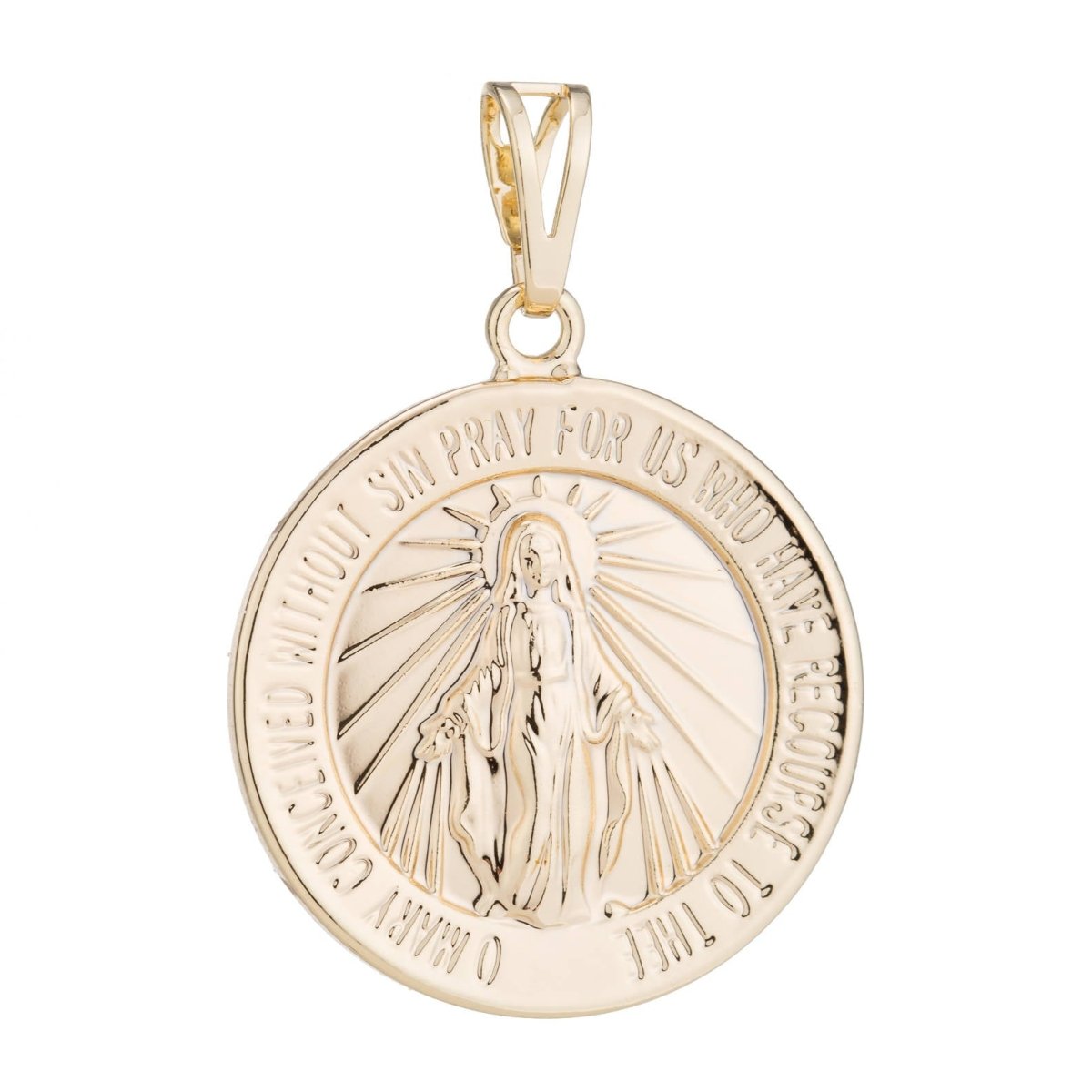 14k Gold Filled Miraculous Lady Charm Medal Mother Mary Necklace Coin Medallion Charm Rose Gold Filled Pendant - Religious Pendant Charms H-450 - DLUXCA
