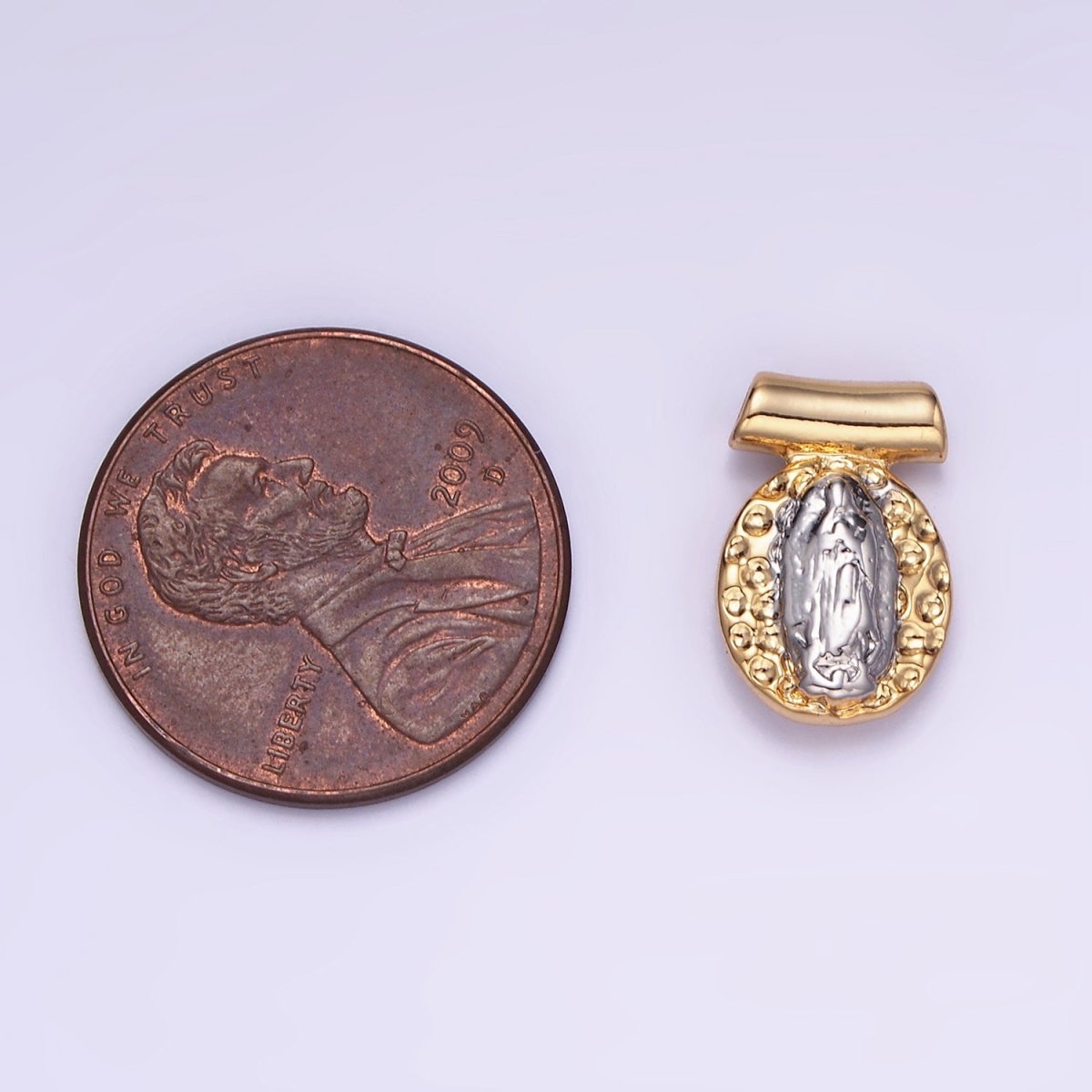 14K Gold Filled Miraculous Mary Mixed Metal Dotted Bar