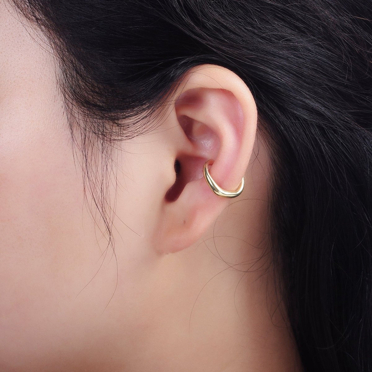 14K Gold Filled Molten Band Geometric Minimalist Ear Cuff Earrings | AI152 - DLUXCA