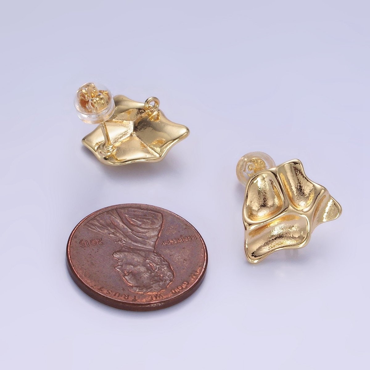 14K Gold Filled Molten Foil Open Loop Drop Stud Earrings Findings | Z709 - DLUXCA