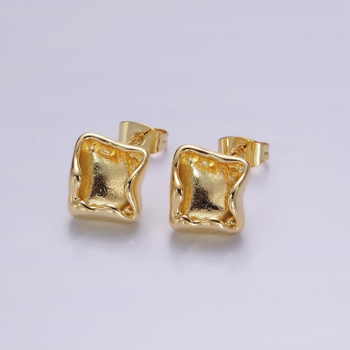 14K Gold Filled Molten Square Stud Earrings | V284 - DLUXCA