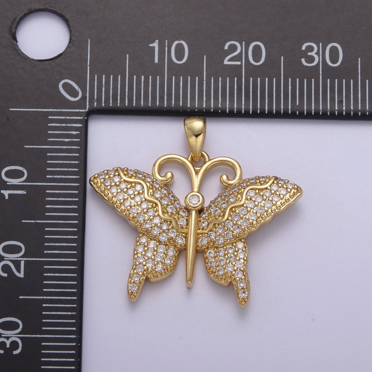 14K Gold Filled Monarch Butterfly Pendant CZ Micro Pave Butterfly Insect Charm Necklace Component for DIY Jewelry Making Supply N-546 - DLUXCA