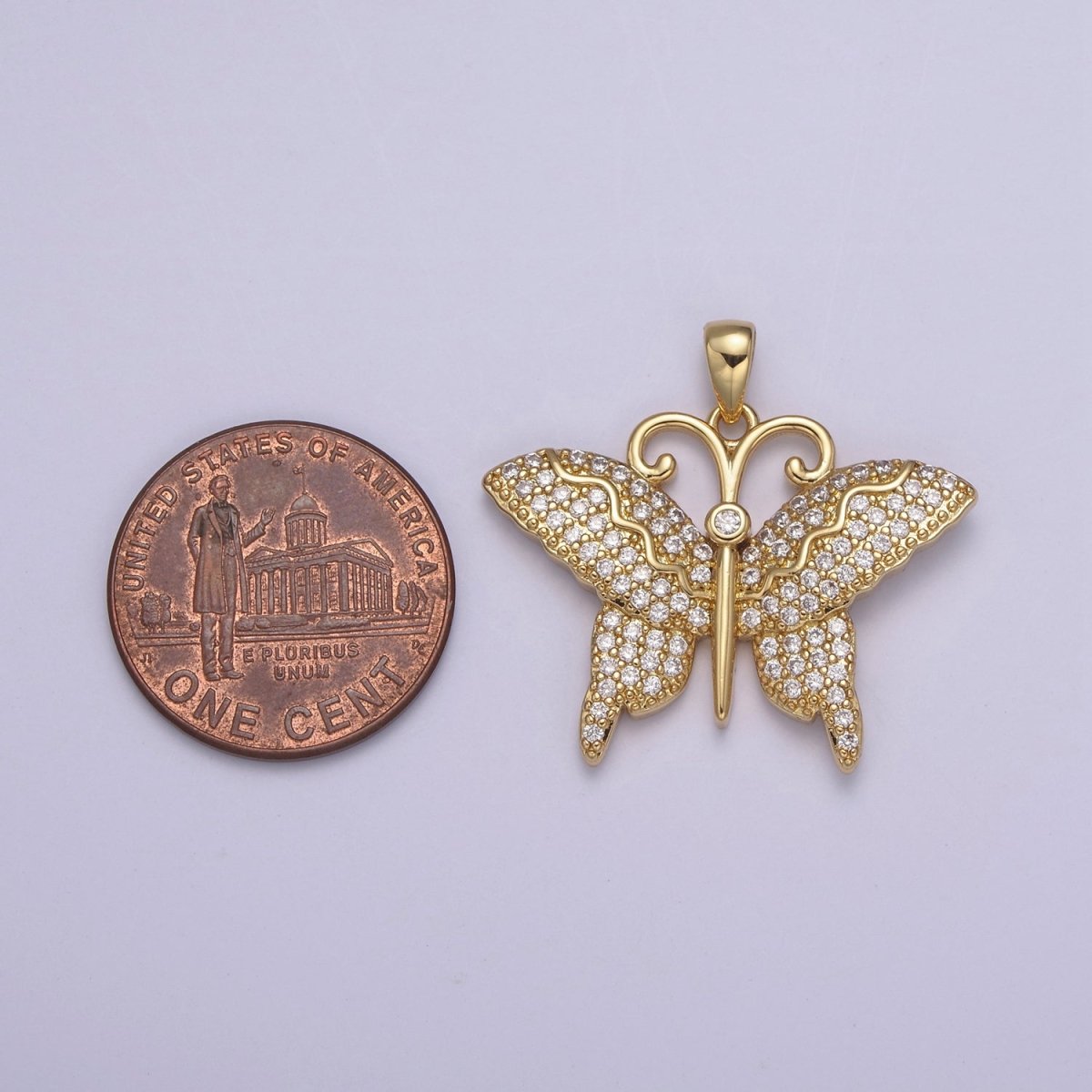 14K Gold Filled Monarch Butterfly Pendant CZ Micro Pave Butterfly Insect Charm Necklace Component for DIY Jewelry Making Supply N-546 - DLUXCA