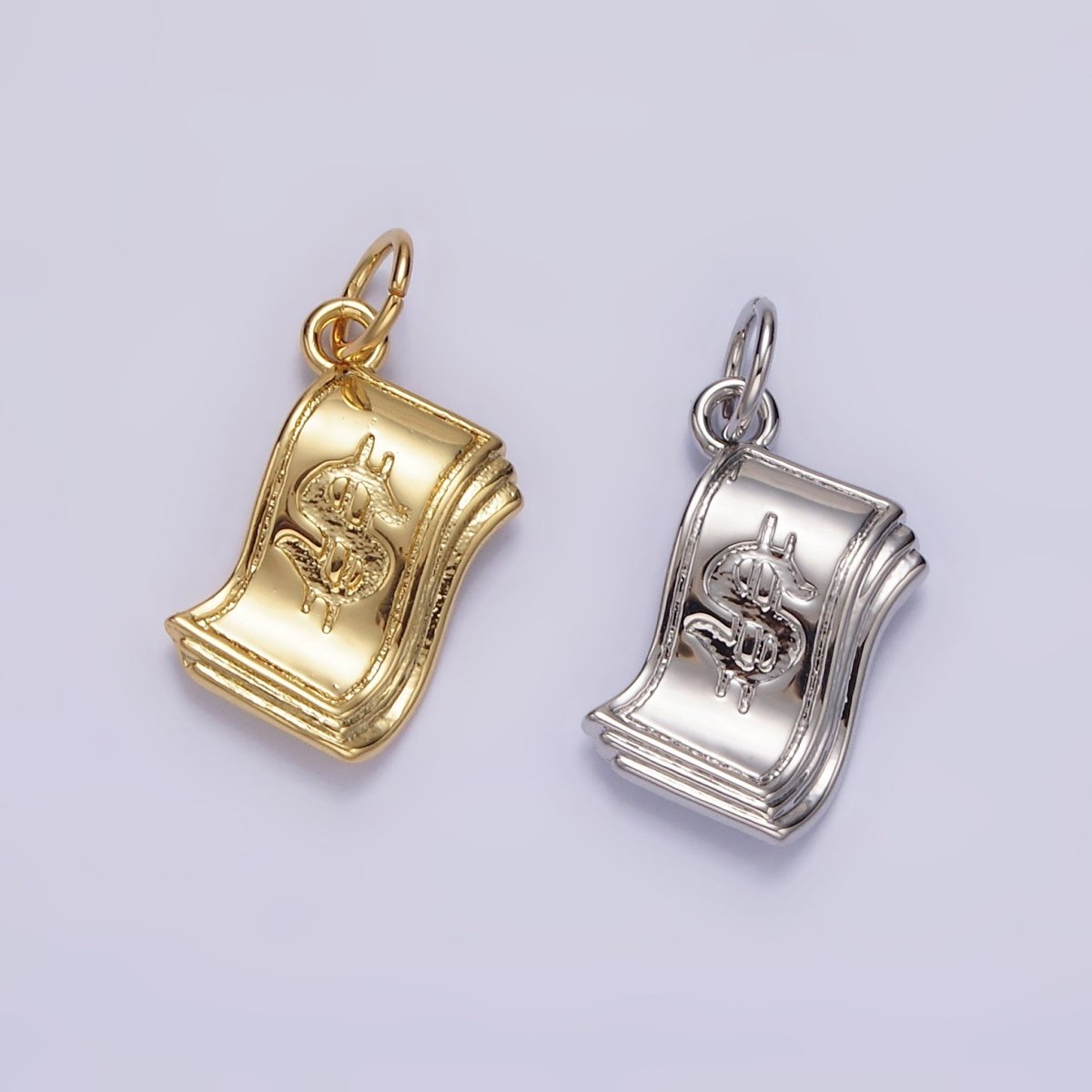 14K Gold Filled Money Dollar Bill Engraved Add-On Charm in Gold & Silver | N1502 N1503 - DLUXCA