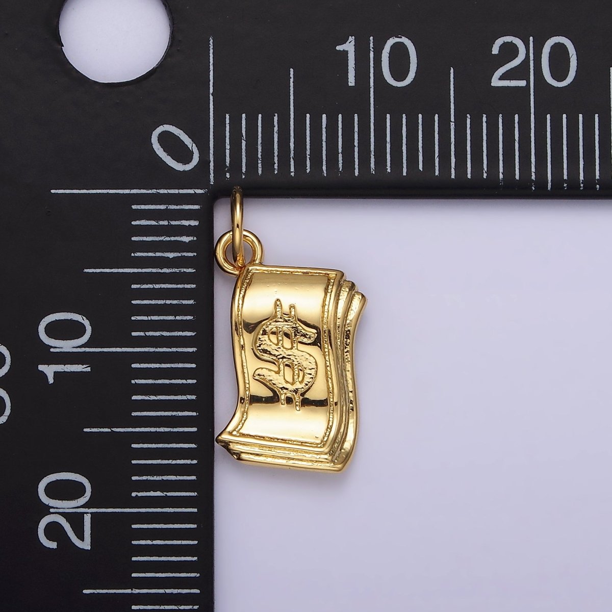 14K Gold Filled Money Dollar Bill Engraved Add-On Charm in Gold & Silver | N1502 N1503 - DLUXCA