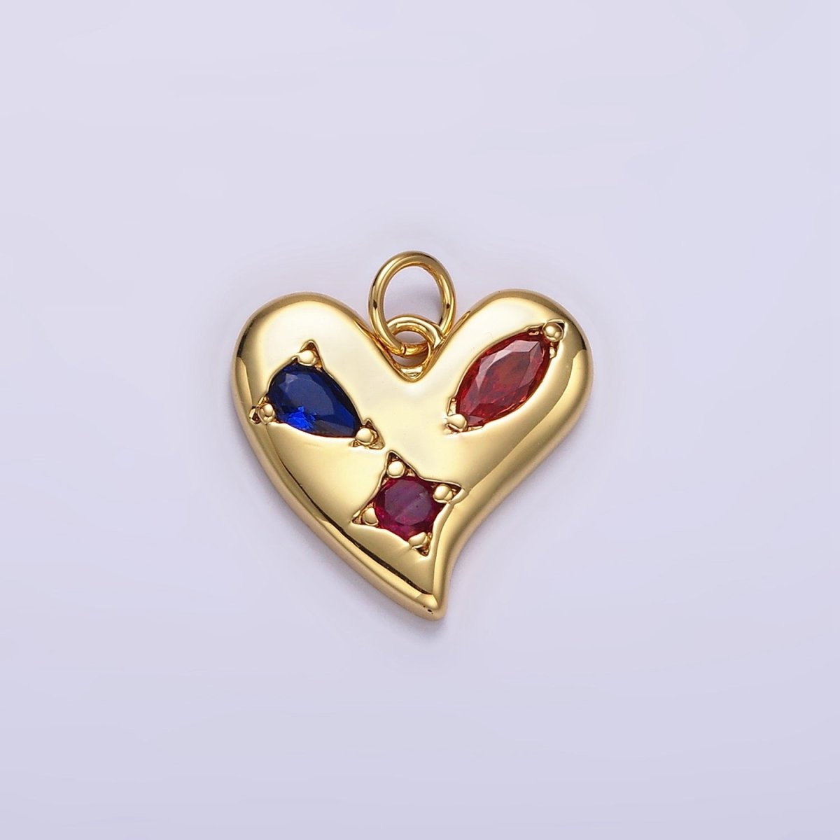 14K Gold Filled Multicolor CZ Abstract Heart Charm in Gold & Silver | AG395 AG396 - DLUXCA