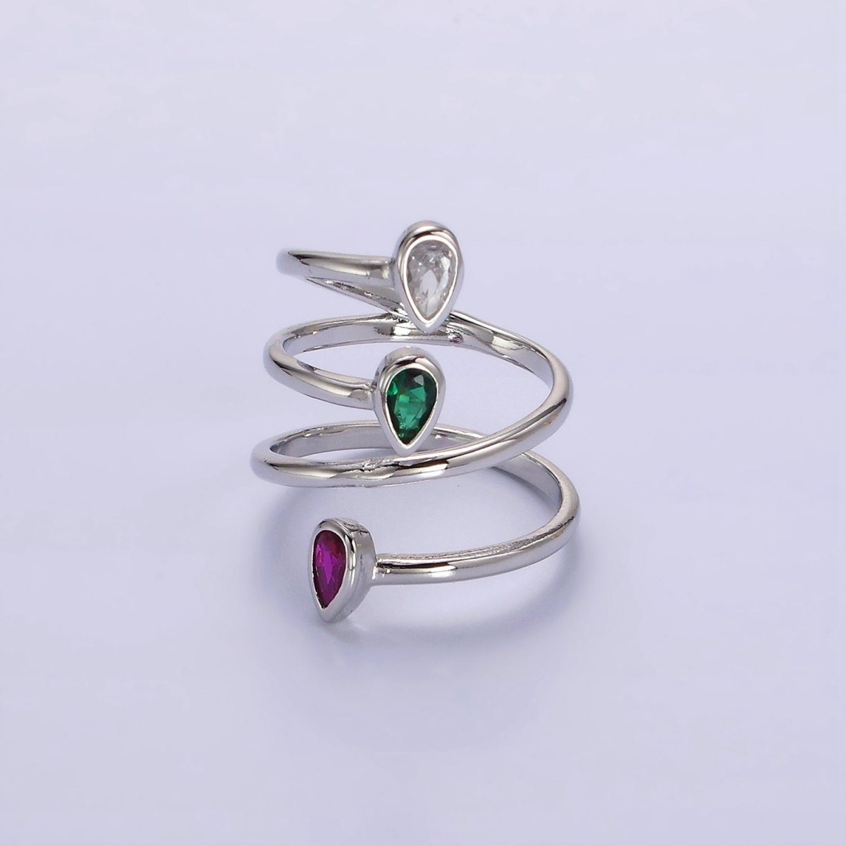 14K Gold Filled Multicolor CZ Multiband Open Wrap Ring in Gold & Silver | O-613 O-614 - DLUXCA