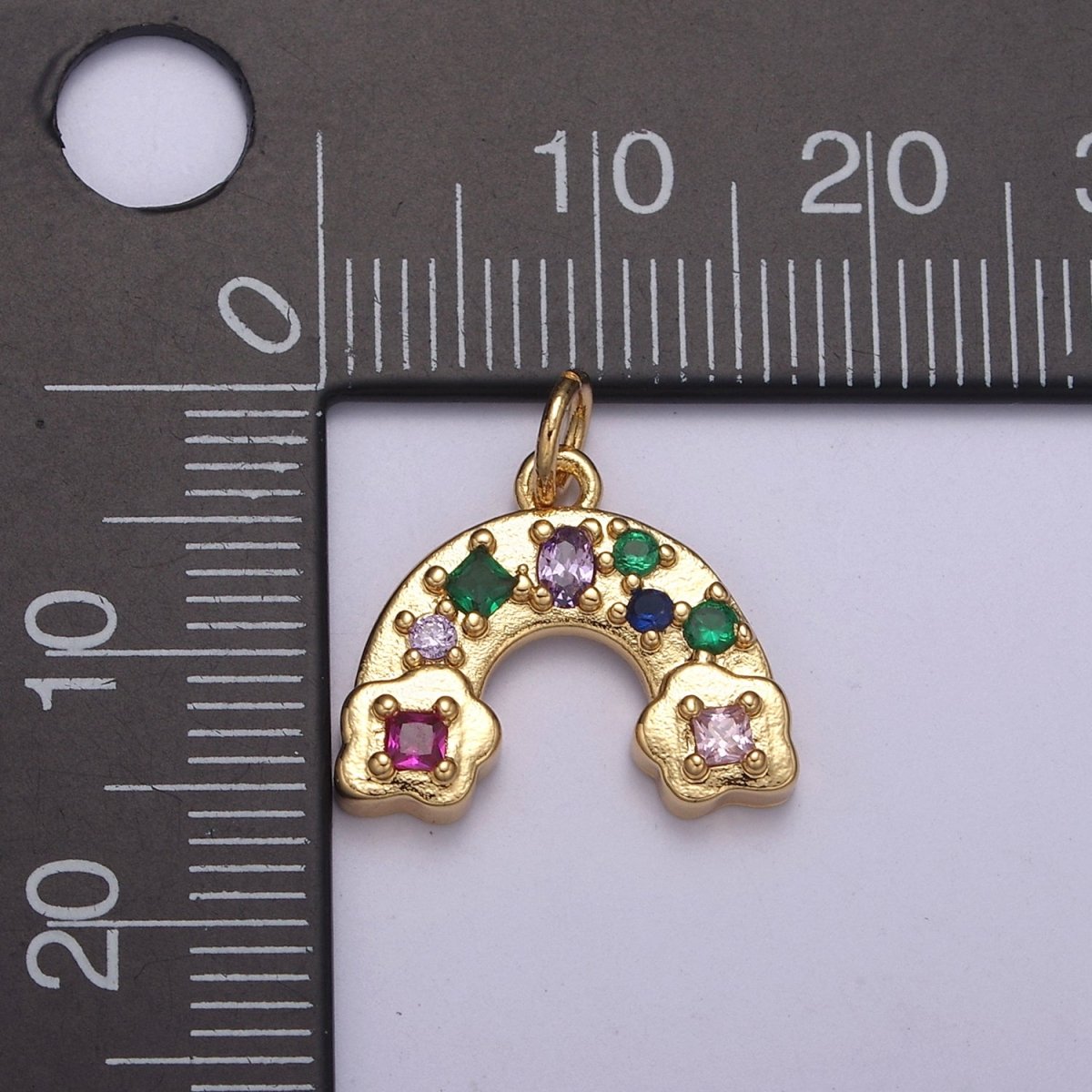 14K Gold Filled Multicolor CZ Rainbow Weather Add in Charm N-249 - DLUXCA