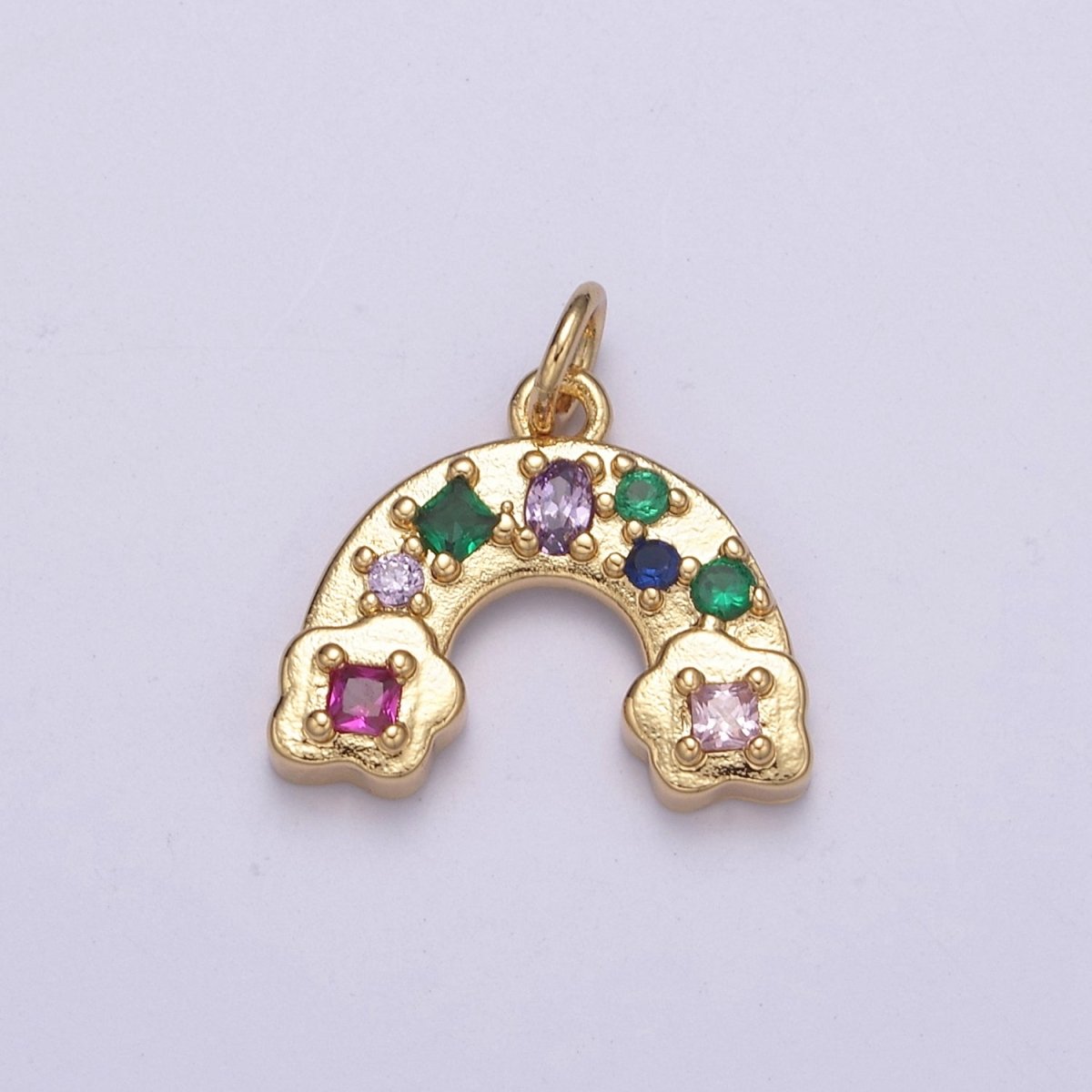 14K Gold Filled Multicolor CZ Rainbow Weather Add in Charm N-249 - DLUXCA