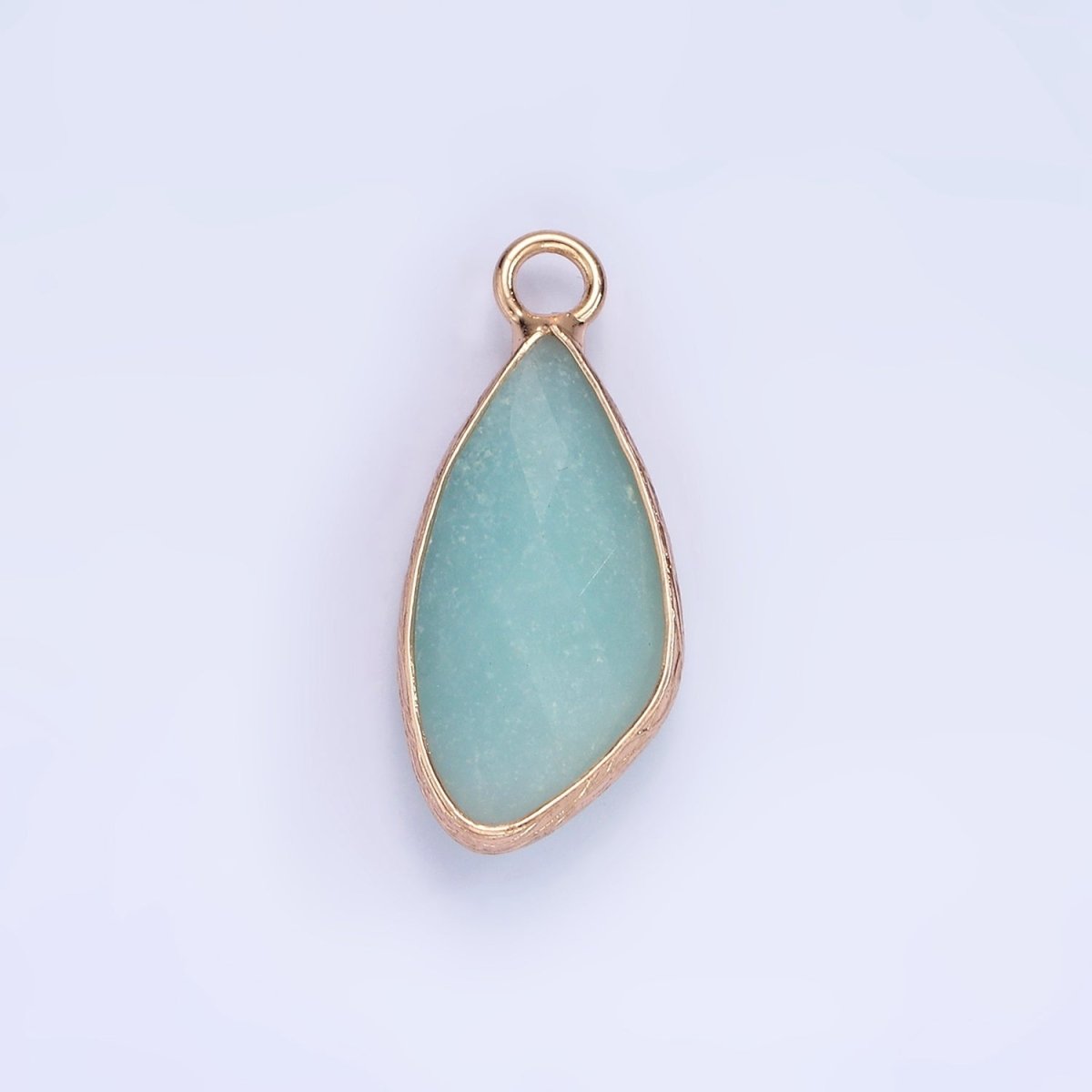 14K Gold Filled Multifaceted Amethyst, Clear Quartz, White Stone, Labradorite, Rose Quartz, Amazonite, Moonstone, Strawberry Quartz, Green watermelon stone Geometric Charm | N1660 - N1668 - DLUXCA