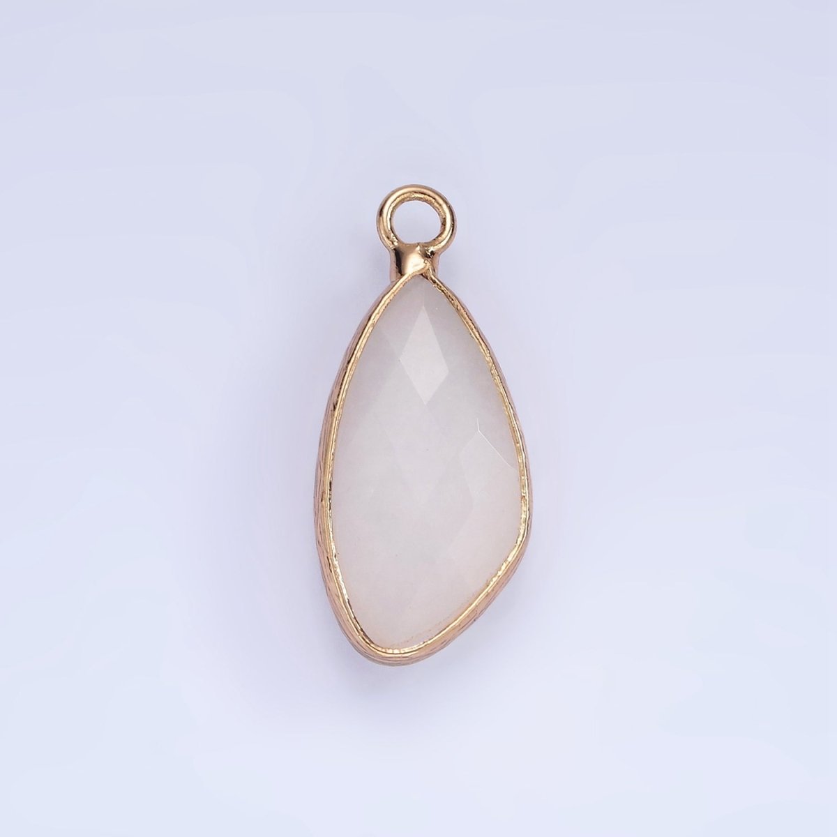 14K Gold Filled Multifaceted Amethyst, Clear Quartz, White Stone, Labradorite, Rose Quartz, Amazonite, Moonstone, Strawberry Quartz, Green watermelon stone Geometric Charm | N1660 - N1668 - DLUXCA