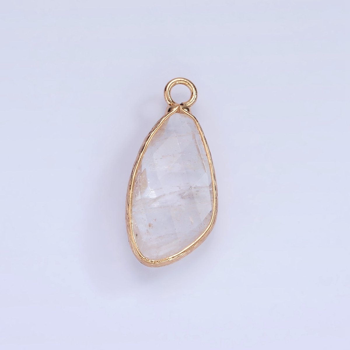 14K Gold Filled Multifaceted Amethyst, Clear Quartz, White Stone, Labradorite, Rose Quartz, Amazonite, Moonstone, Strawberry Quartz, Green watermelon stone Geometric Charm | N1660 - N1668 - DLUXCA