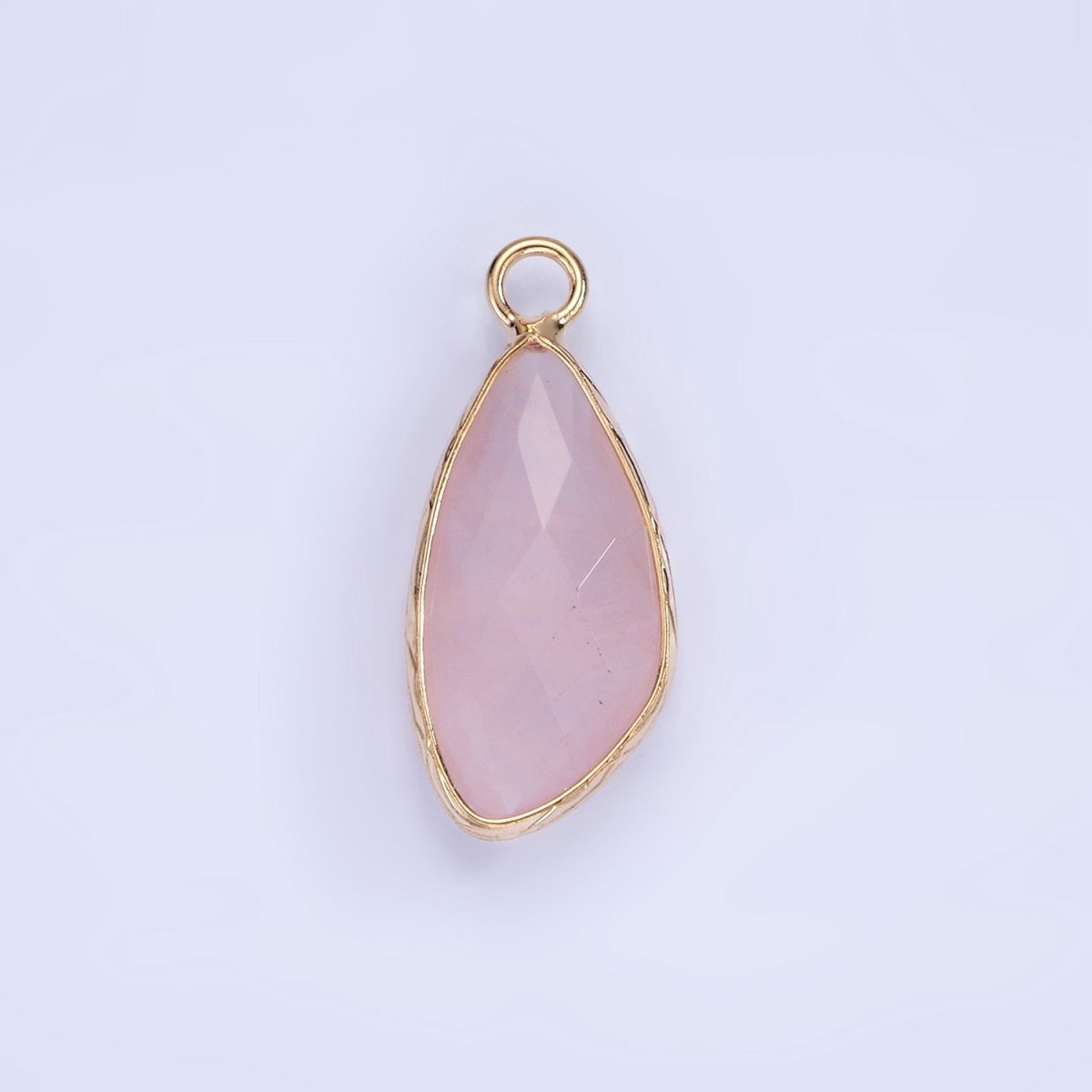 14K Gold Filled Multifaceted Amethyst, Clear Quartz, White Stone, Labradorite, Rose Quartz, Amazonite, Moonstone, Strawberry Quartz, Green watermelon stone Geometric Charm | N1660 - N1668 - DLUXCA