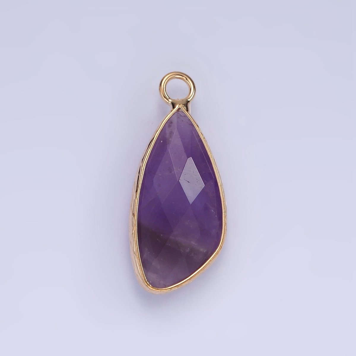 14K Gold Filled Multifaceted Amethyst, Clear Quartz, White Stone, Labradorite, Rose Quartz, Amazonite, Moonstone, Strawberry Quartz, Green watermelon stone Geometric Charm | N1660 - N1668 - DLUXCA