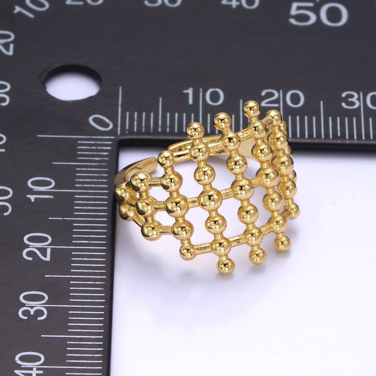 14K Gold Filled Multiple Beaded Bubble Lined Open Ring in Gold & Silver | O1270 O1271 - DLUXCA