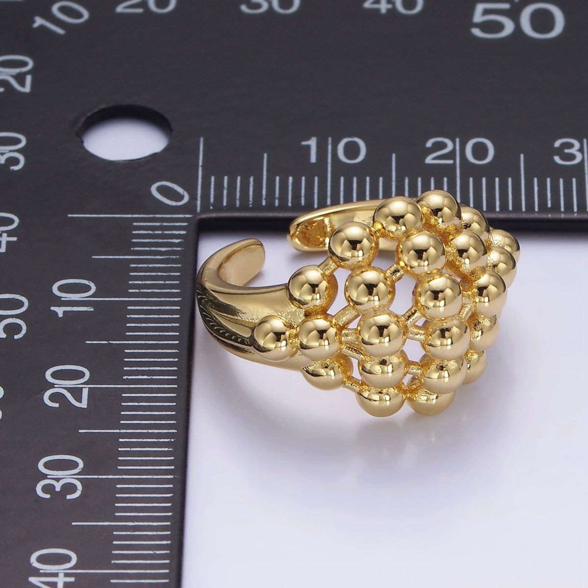 14K Gold Filled Multiple Beaded Bubble Round Signet Ring in Gold & Silver | O1266 O1267 - DLUXCA