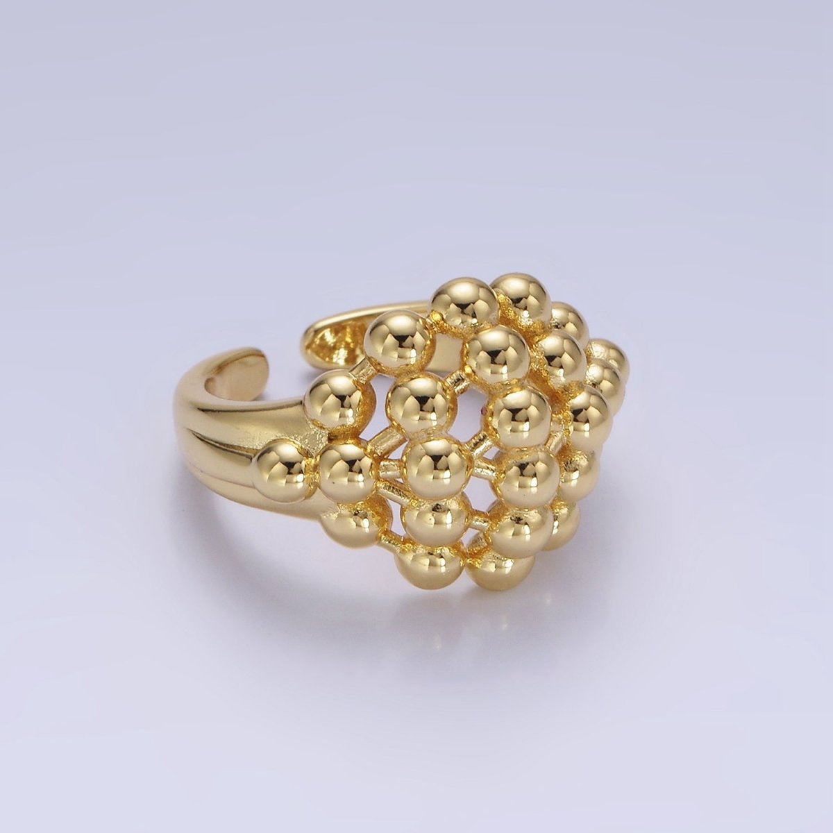 14K Gold Filled Multiple Beaded Bubble Round Signet Ring in Gold & Silver | O1266 O1267 - DLUXCA