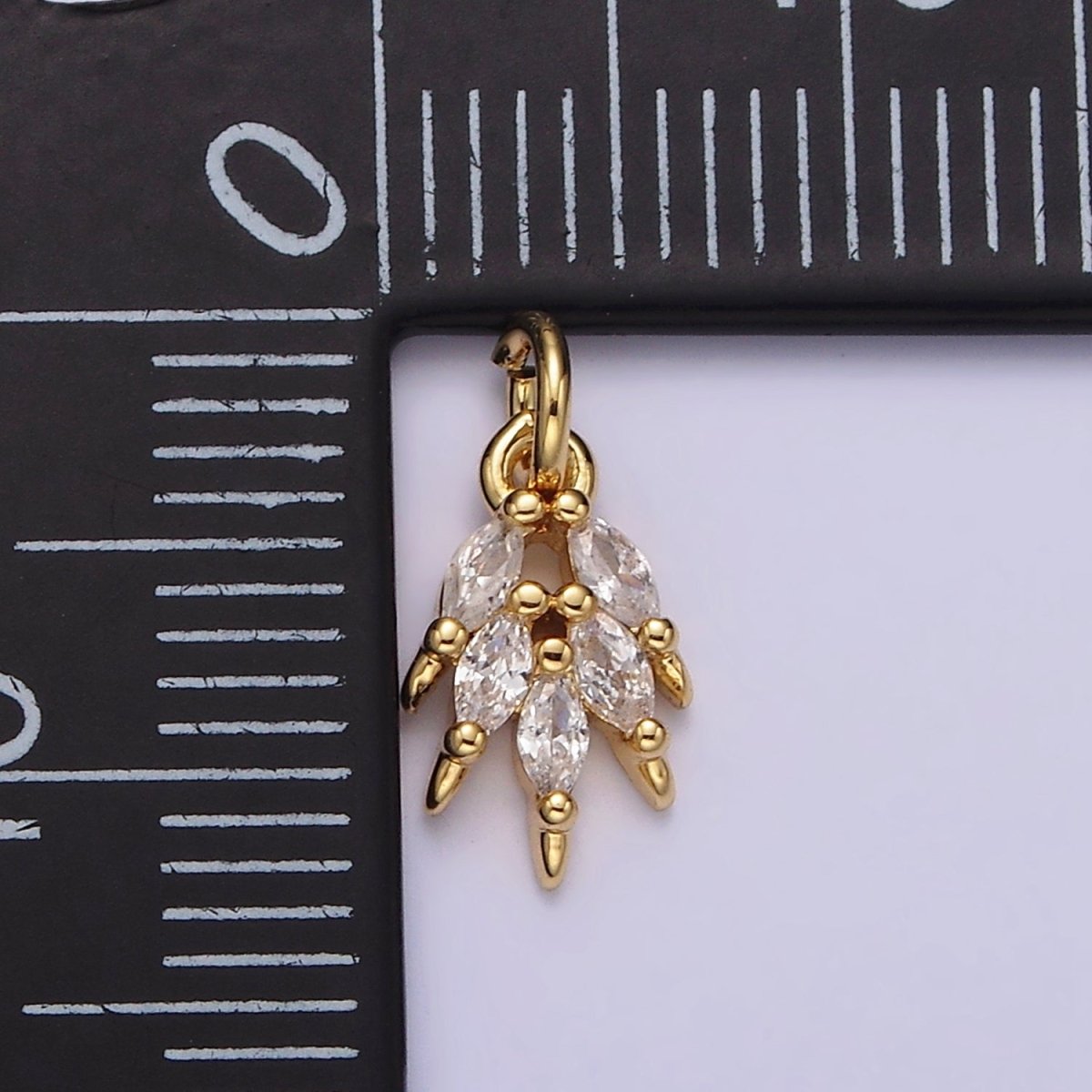 14K Gold Filled Multiple Clear Marquise CZ Leaf Mini Add-On Charm | N1094 - DLUXCA