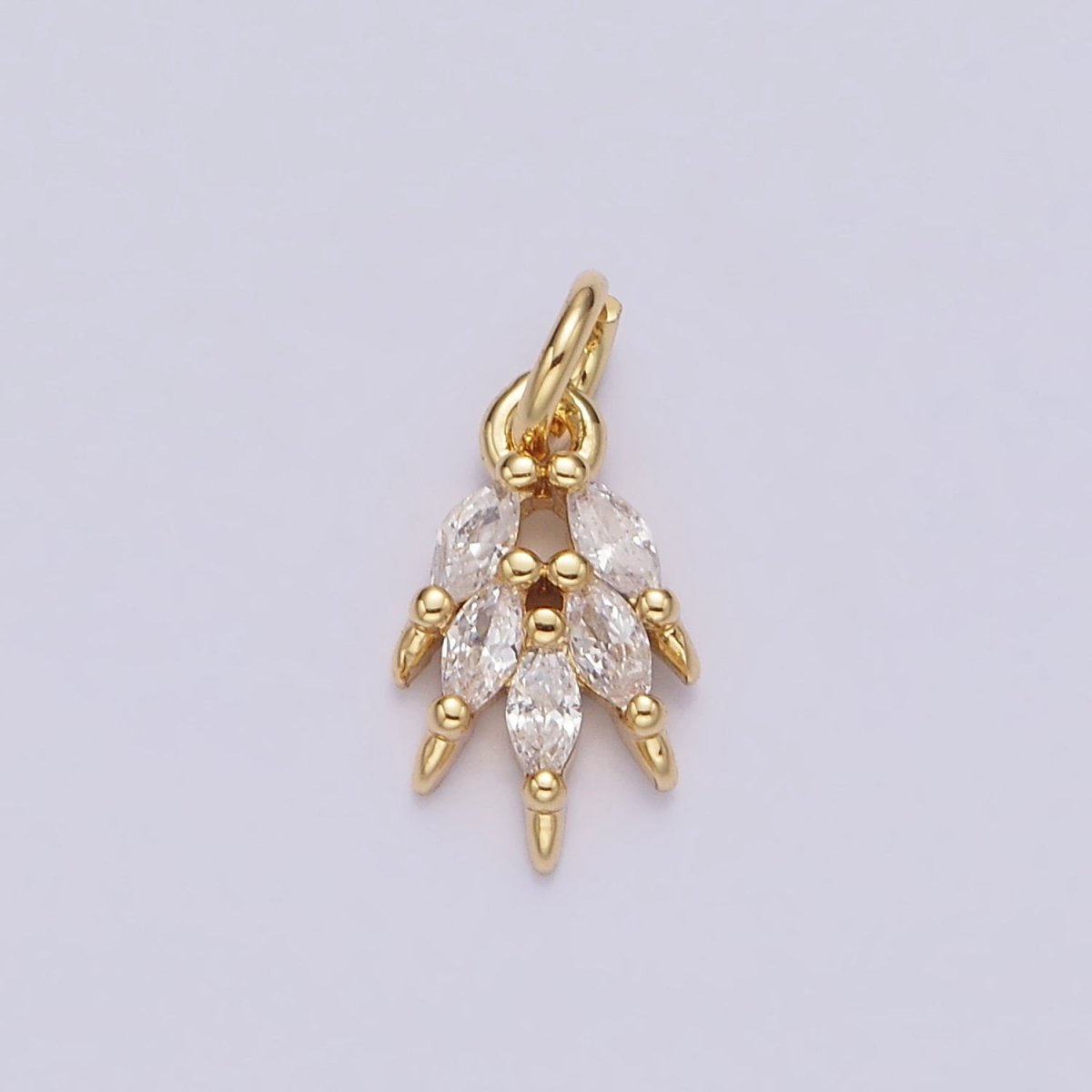 14K Gold Filled Multiple Clear Marquise CZ Leaf Mini Add-On Charm | N1094 - DLUXCA