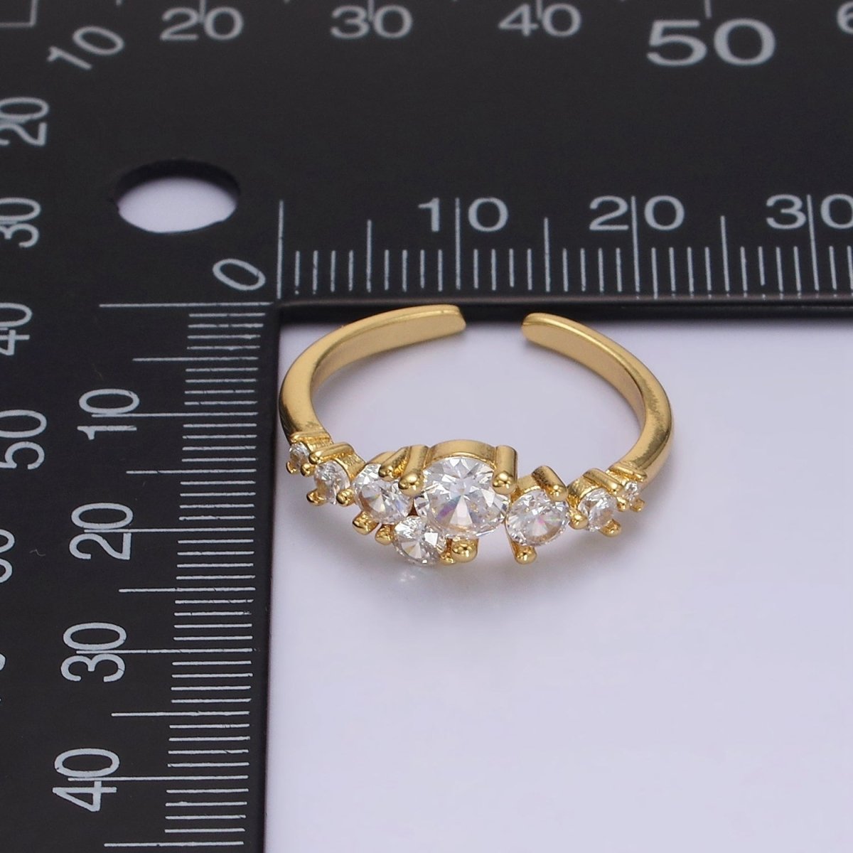 14K Gold Filled Multiple Clear Round CZ Bubble Ring | O1053 - DLUXCA
