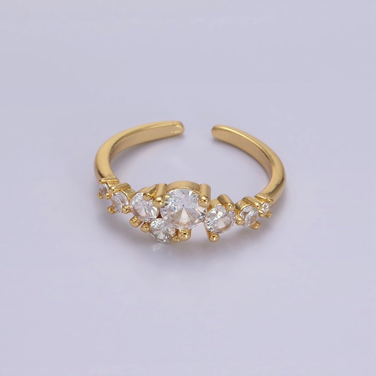 14K Gold Filled Multiple Clear Round CZ Bubble Ring | O1053 - DLUXCA