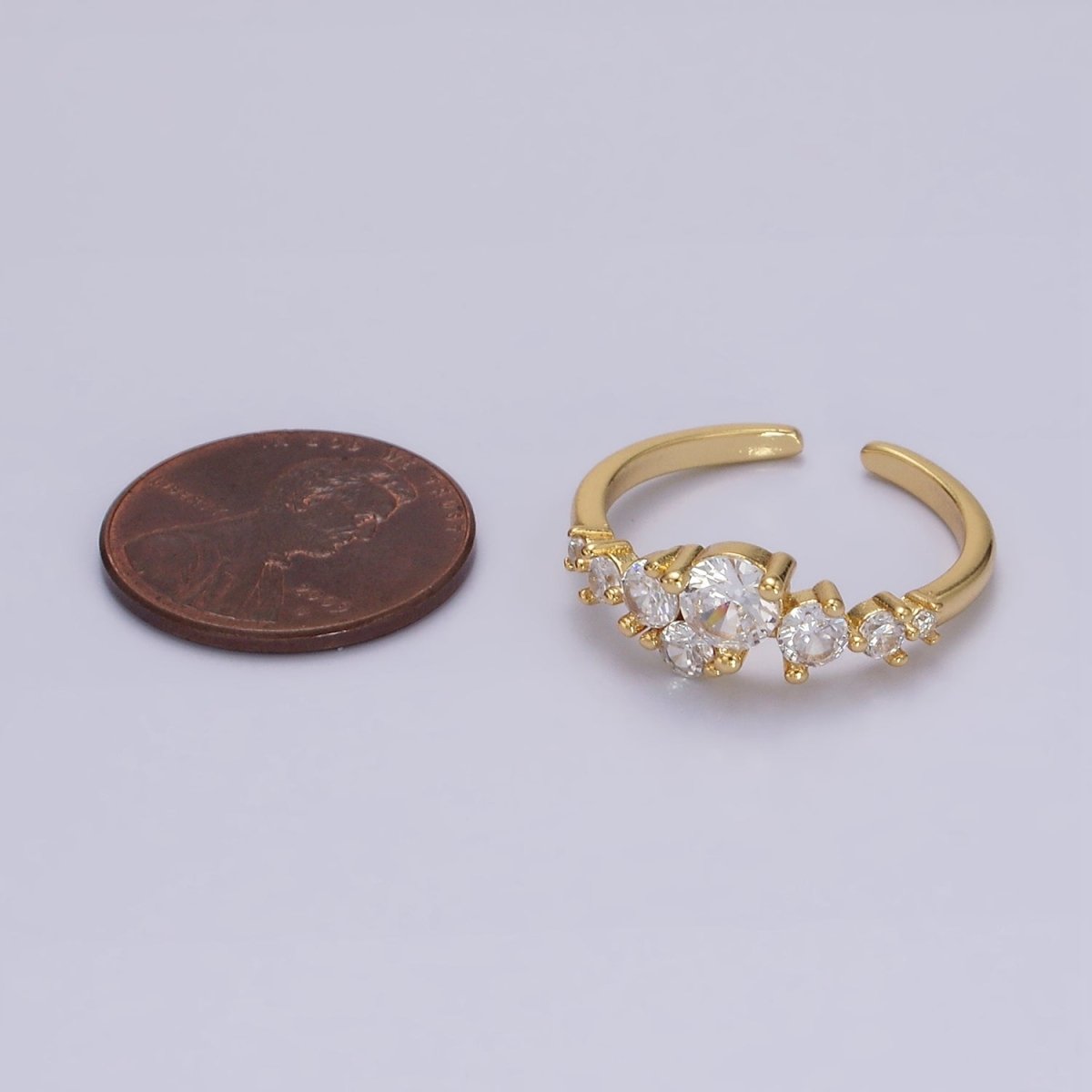 14K Gold Filled Multiple Clear Round CZ Bubble Ring | O1053 - DLUXCA