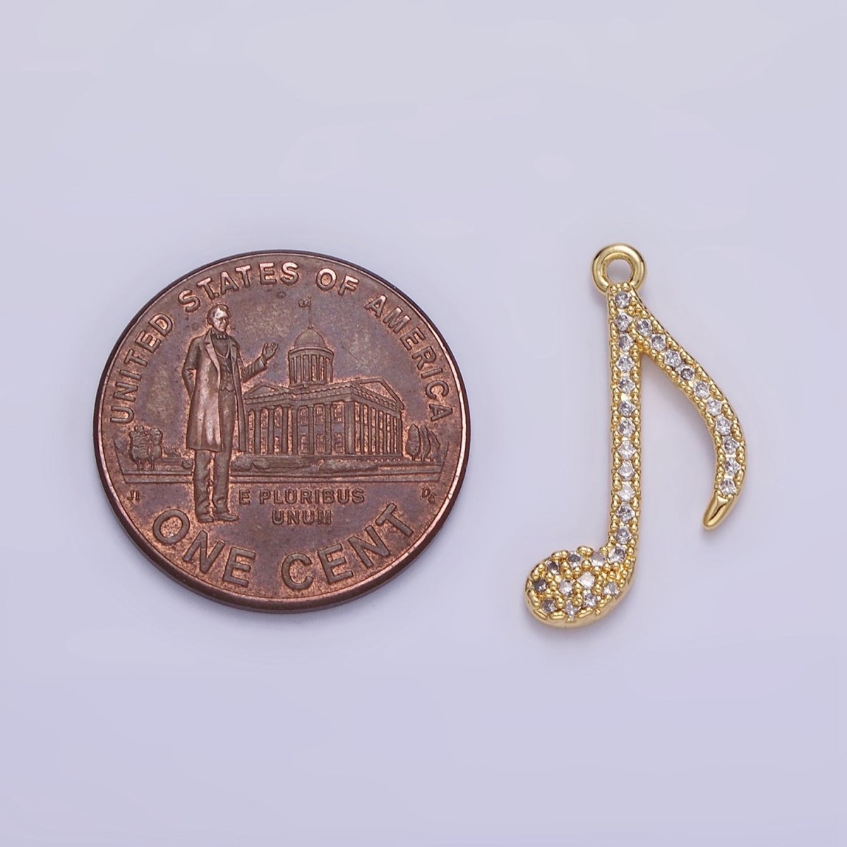 14K Gold Filled Music Eight Note Micro Paved CZ Charm | AG704 - DLUXCA