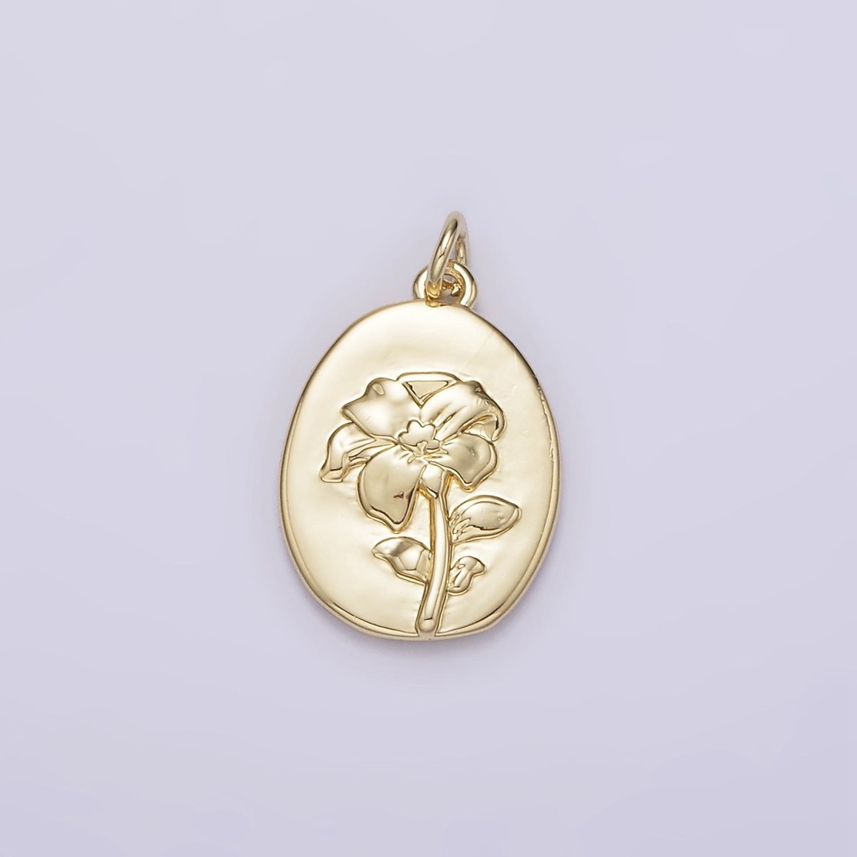 14K Gold Filled Narcissus December Birth Flower Hammered Stamped Personalized Double Sided Charm | AG243 - DLUXCA