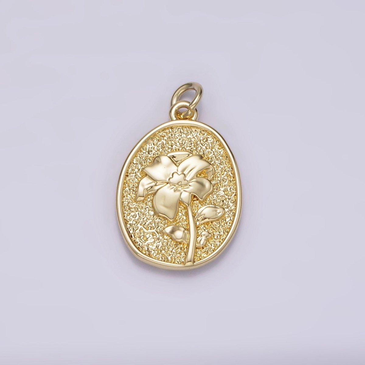 14K Gold Filled Narcissus December Birth Flower Hammered Stamped Personalized Double Sided Charm | AG243 - DLUXCA