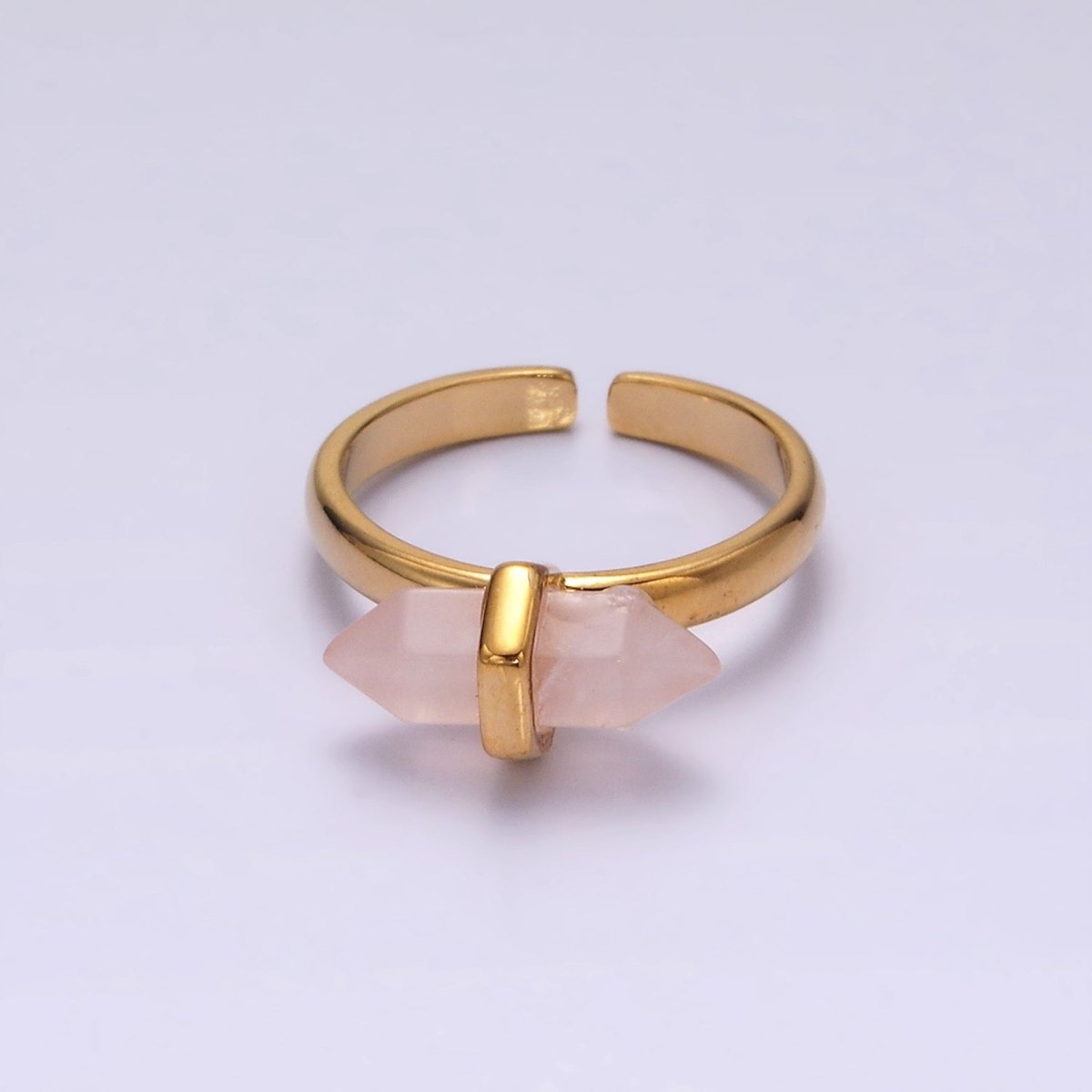 14K Gold Filled Natural Gemstone Pointed Wand Ring | O688 - O697 - DLUXCA