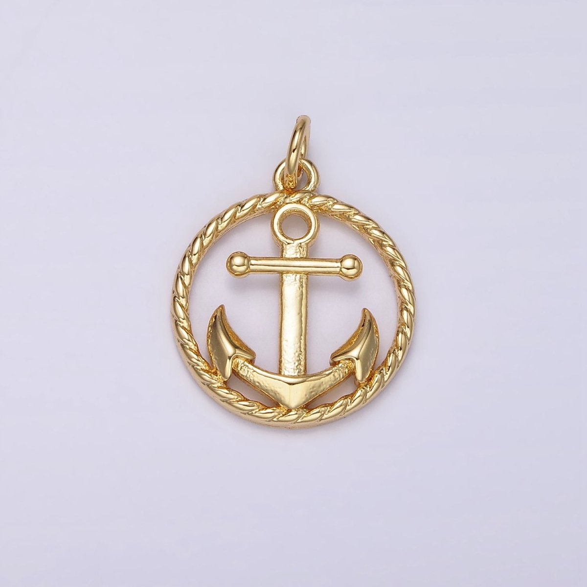 14K Gold Filled Nautical Ocean Sea Anchor Open Braided Round Charm | AC909 - DLUXCA