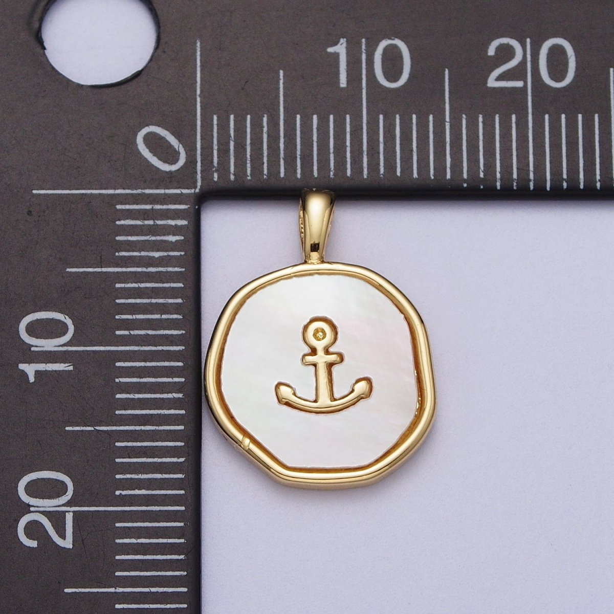 14K Gold Filled Nautical Ship Anchor Shell Pearl Round Pearl I-565 - DLUXCA