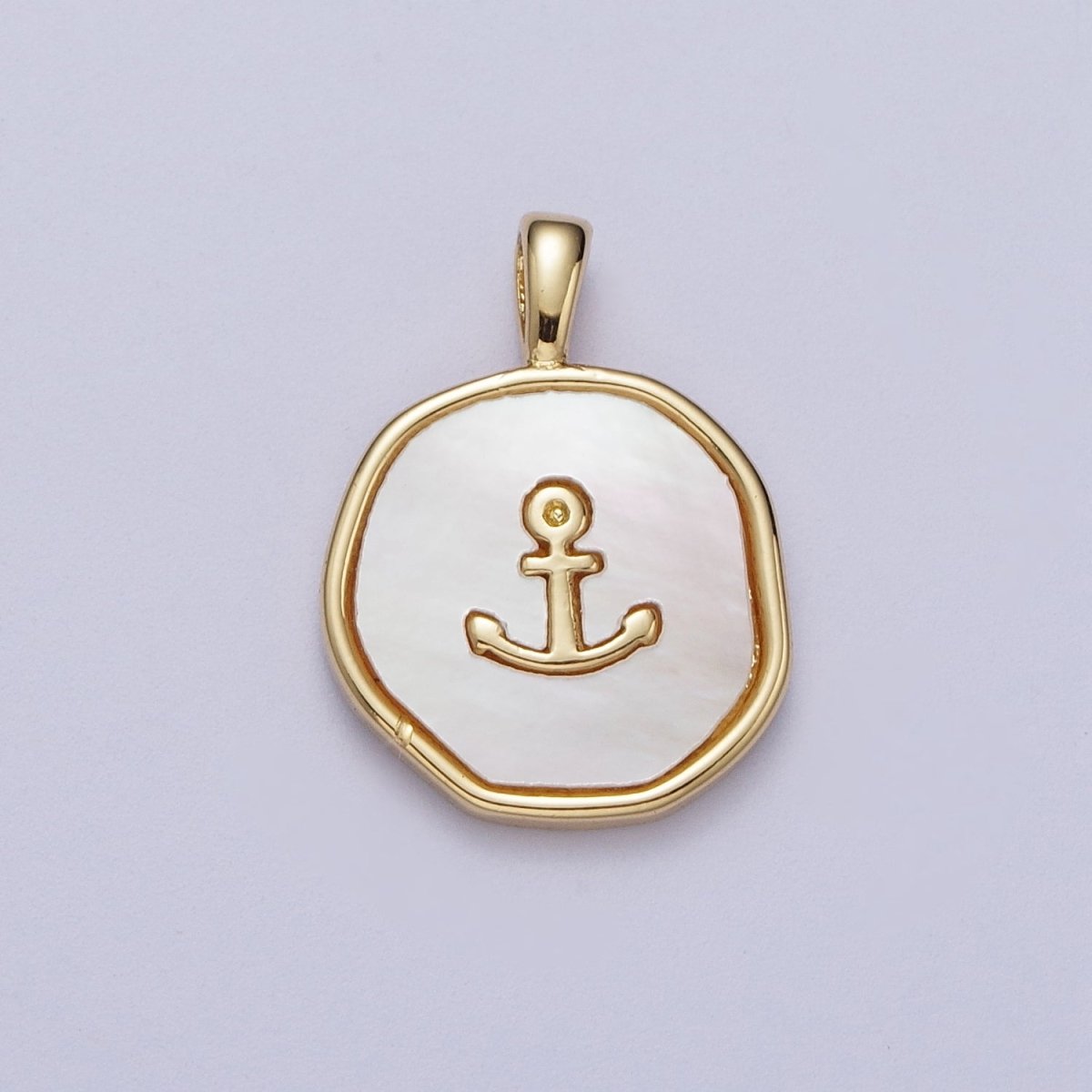 14K Gold Filled Nautical Ship Anchor Shell Pearl Round Pearl I-565 - DLUXCA