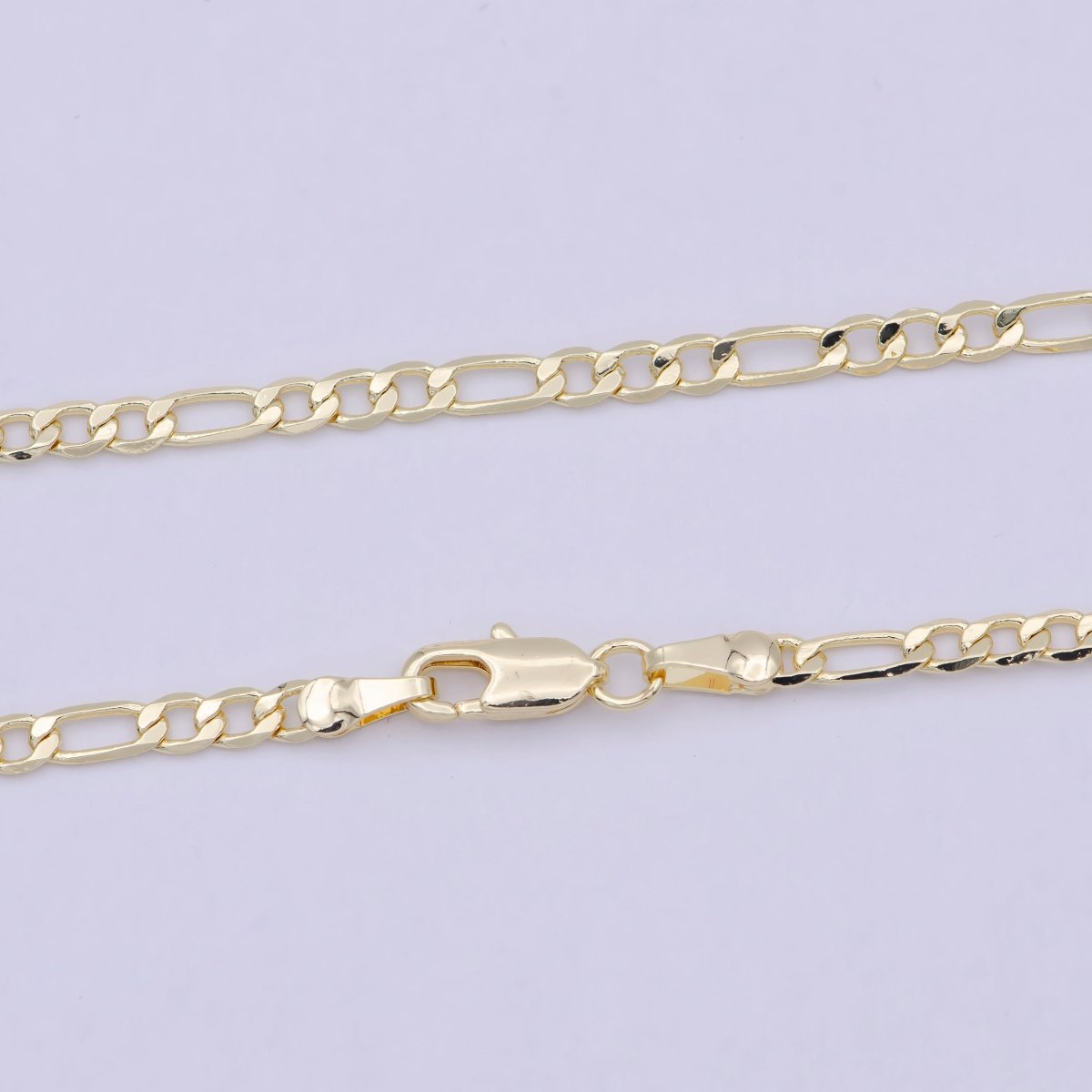 14K Gold Filled Necklace - Figaro Necklace - Dainty Gold Figaro Chain Layering Necklace 3mm 16, 17.5 inch ready to wear chain w/ Lobster Clasp | WA-826 WA-827 Clearance Pricing - DLUXCA
