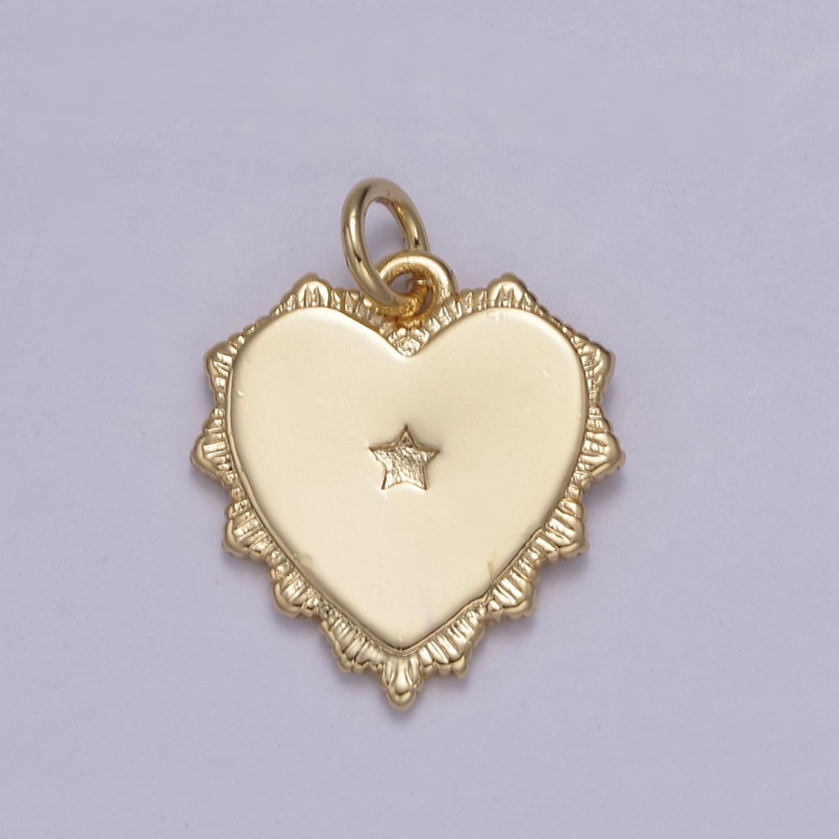 14k Gold Filled North Star Charm Cubic Zirconia Heart Pendant Pave CZ Celestial Sunburst Pendant Jewelry Making N-851 - DLUXCA