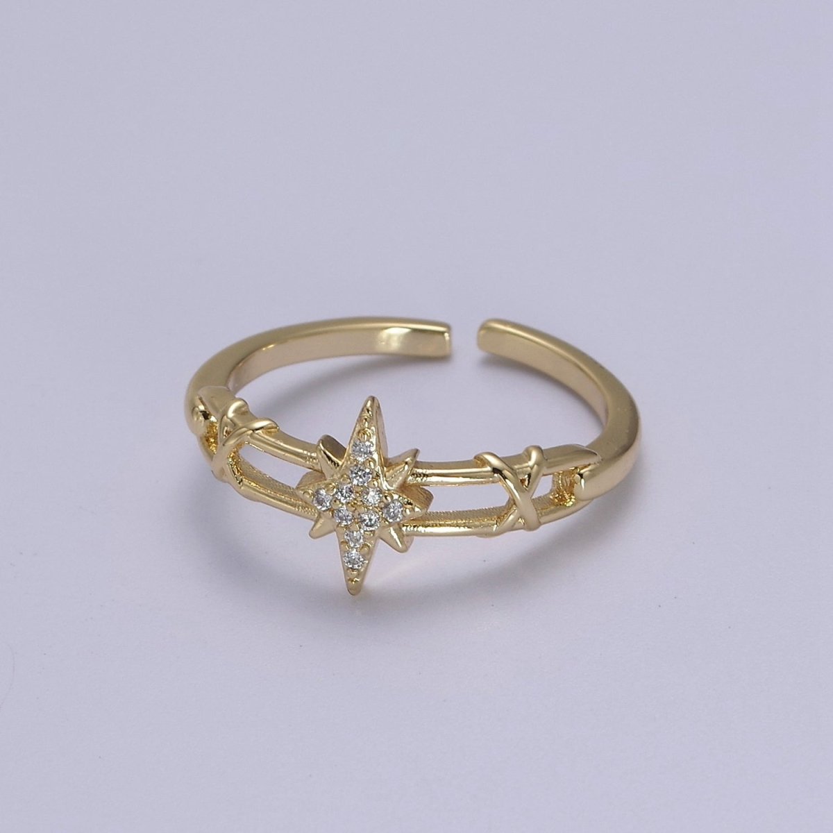 14K Gold Filled North Star Ring Celestial Ring Dainty Minimalist Jewelry Open Adjustable Ring S-456 S-457 - DLUXCA