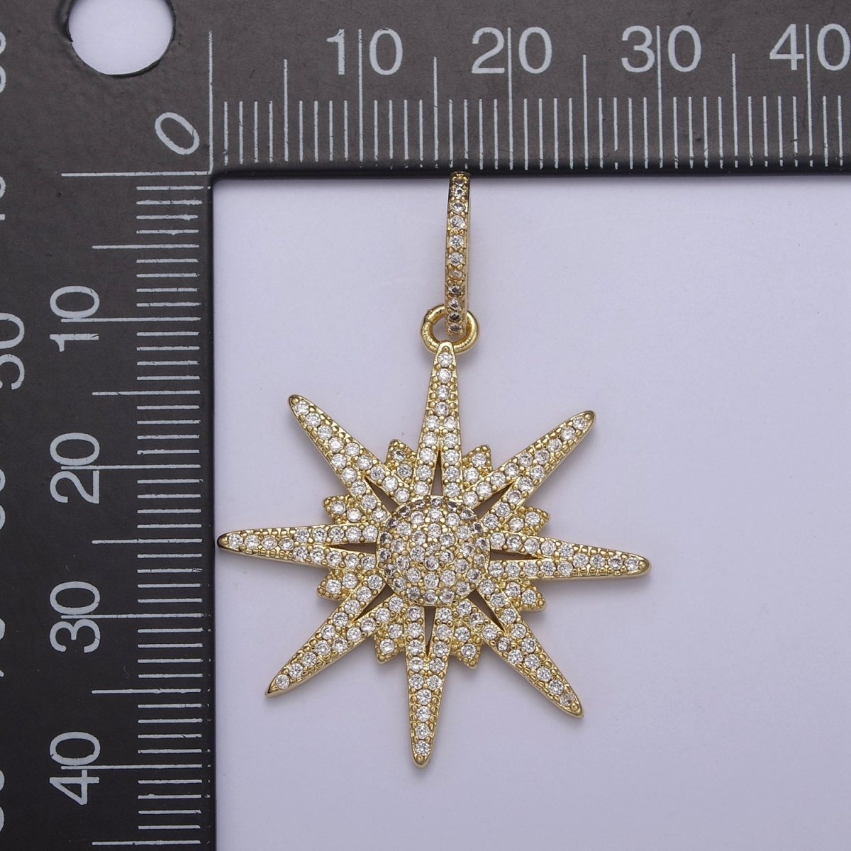 14K Gold Filled Northern Star Pendant Charm, Micro Pave Celestial Statement Pendant For Jewelry Necklace Supply Component H-808 - DLUXCA