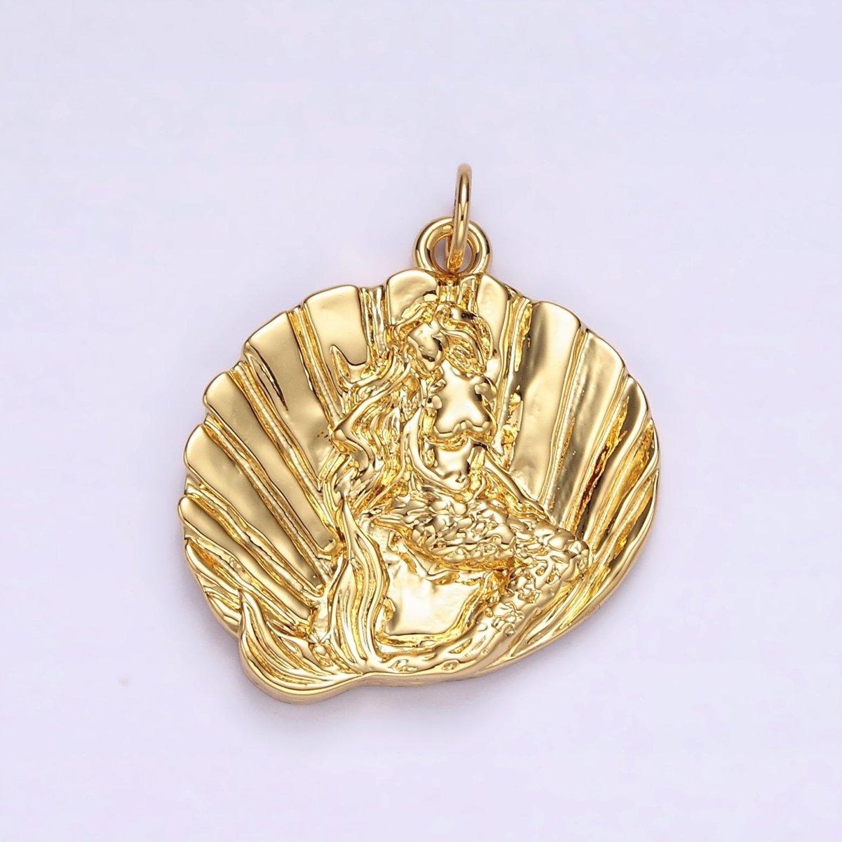 14K Gold Filled Ocean Mermaid Clam Sea Shell Dented Charm in Gold & Silver | N1118 N1119 - DLUXCA