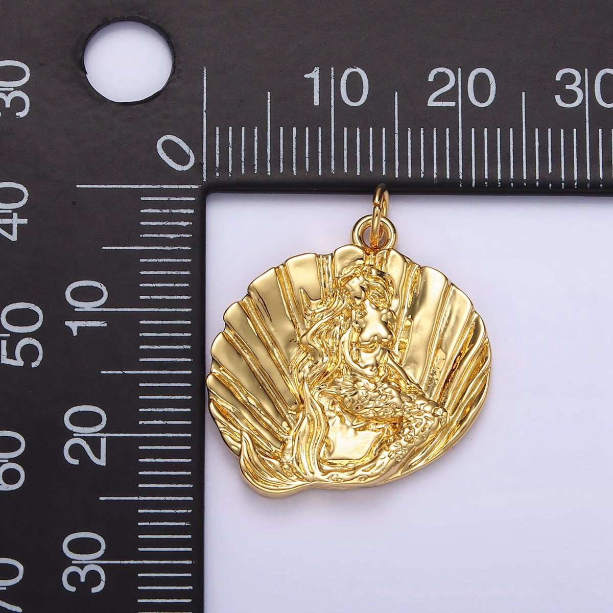 14K Gold Filled Ocean Mermaid Clam Sea Shell Dented Charm in Gold & Silver | N1118 N1119 - DLUXCA