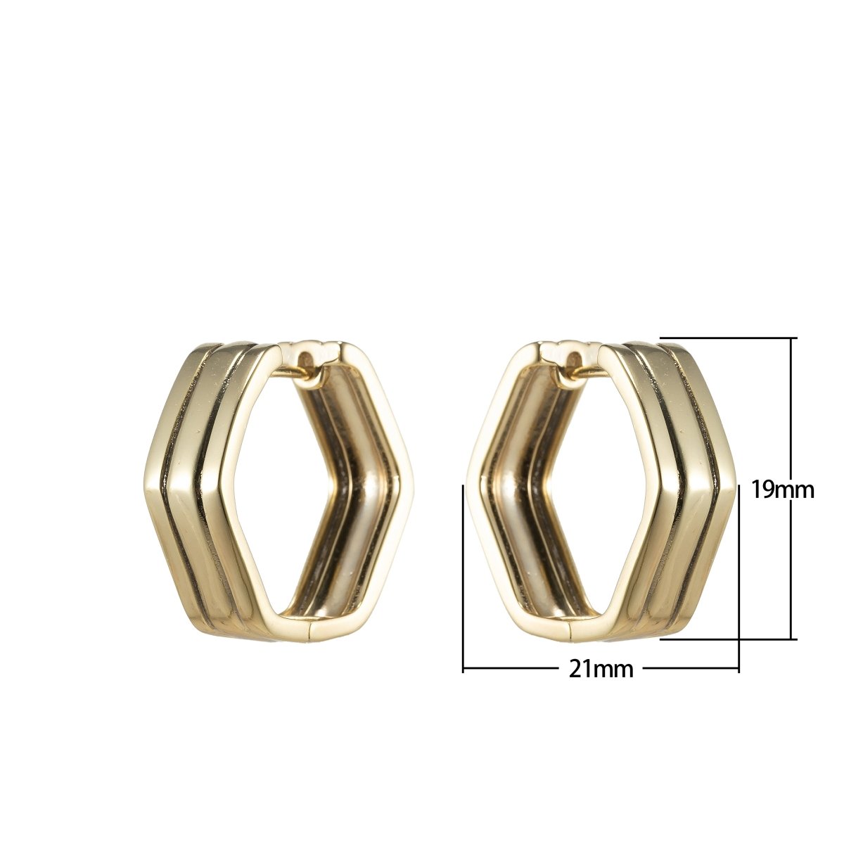 14K Gold Filled Octagon Huggie Earring Hoop Earring Modern Geometric Earring Minimalist Earring P-187 - DLUXCA