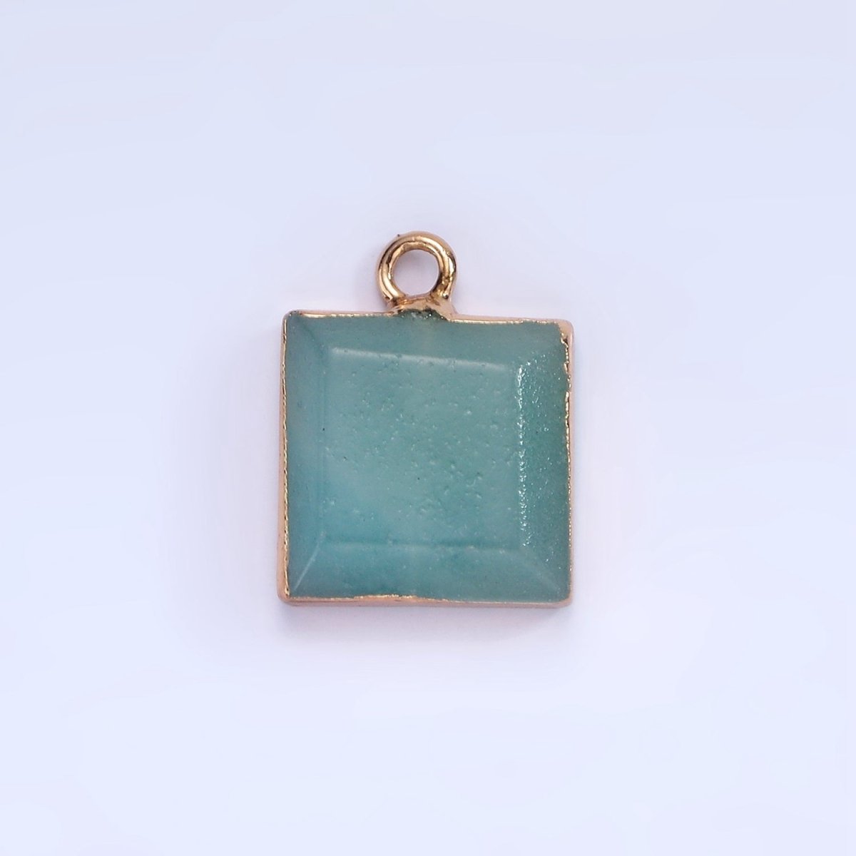 14K Gold Filled Onyx, Amazonite, Pink Quartz Square Bezel Charm | N1688 - N1690 - DLUXCA