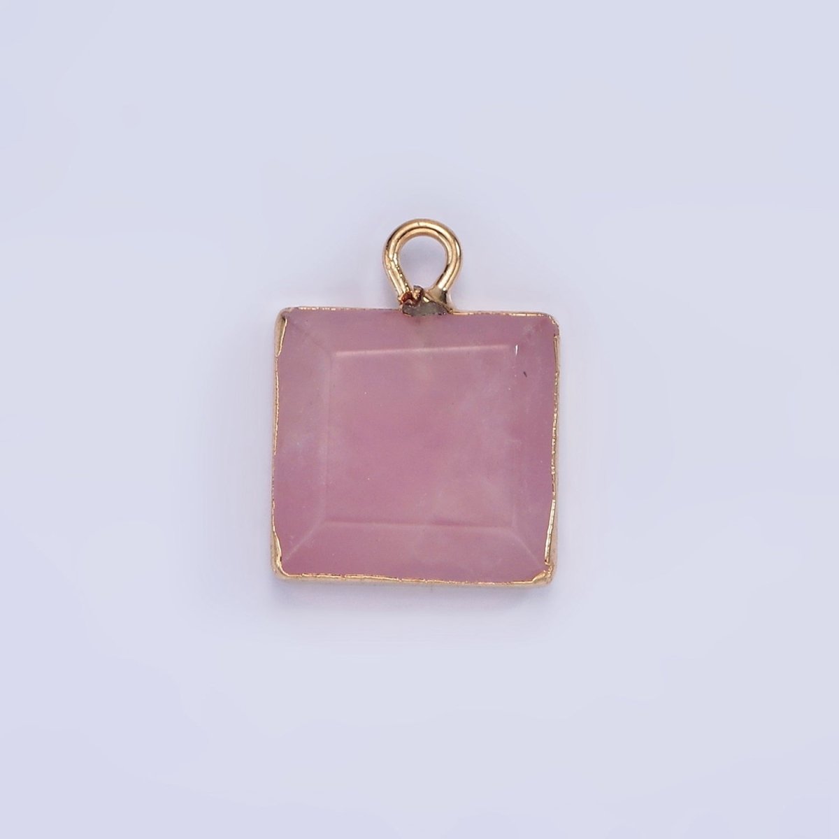 14K Gold Filled Onyx, Amazonite, Pink Quartz Square Bezel Charm | N1688 - N1690 - DLUXCA