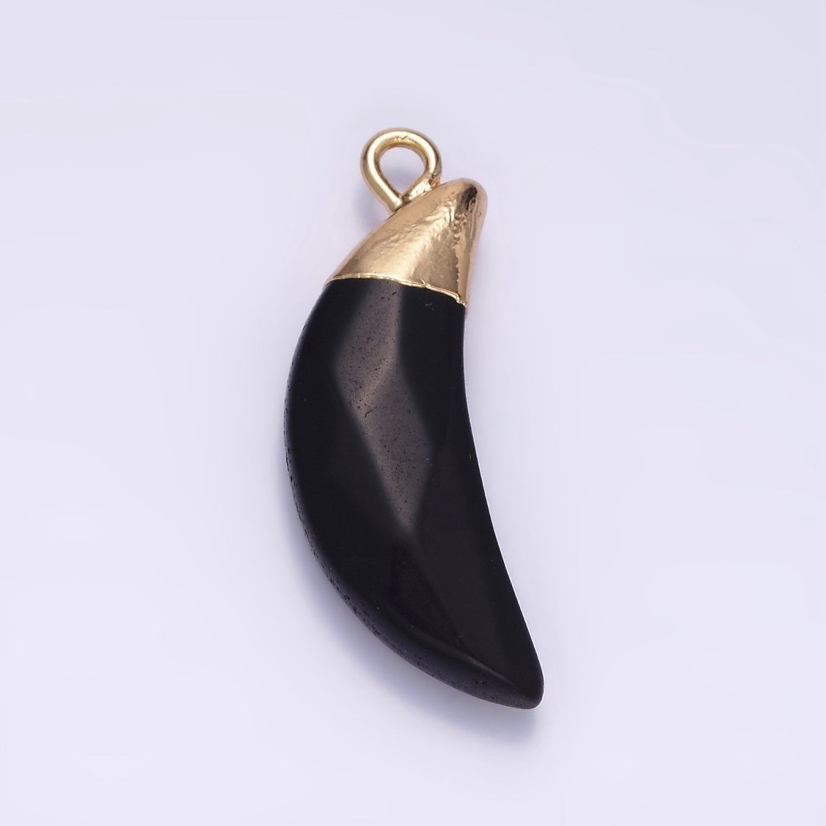 14K Gold Filled Onyx, Howlite, Clear Quartz Crescent Horn Foiled Charm | N1749 N1751 N1752 - DLUXCA