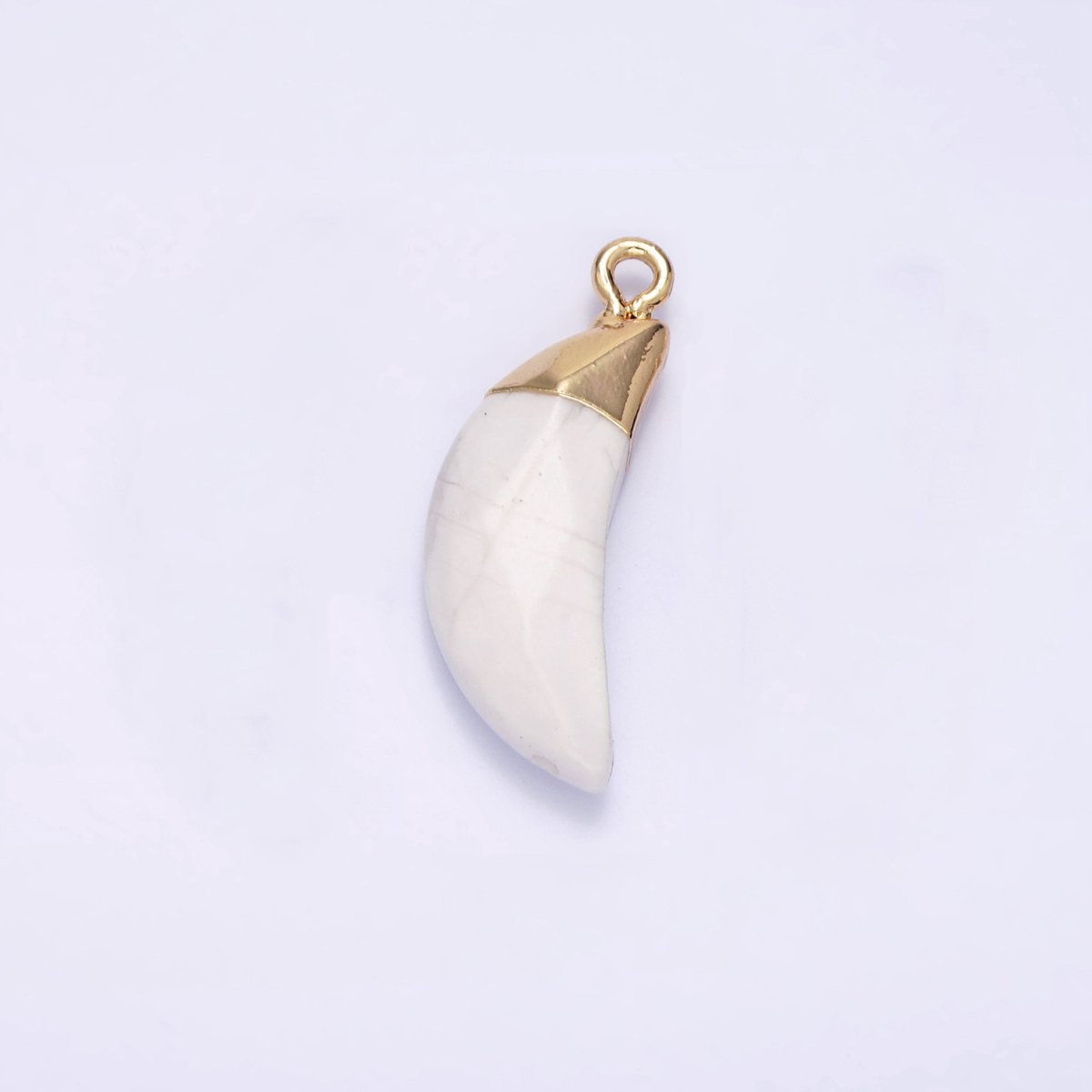 14K Gold Filled Onyx, Howlite, Clear Quartz Crescent Horn Foiled Charm | N1749 N1751 N1752 - DLUXCA