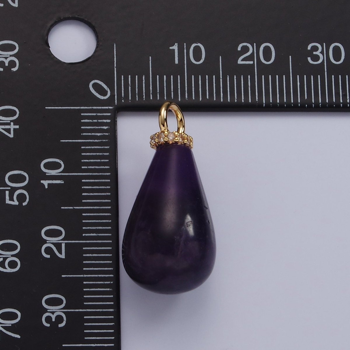 14K Gold Filled Onyx, Lapis Lazuli, Clear Quartz, Amethyst, Howlite Teardrop Micro Paved CZ Drop Pendant | AC793 - AC797 - DLUXCA