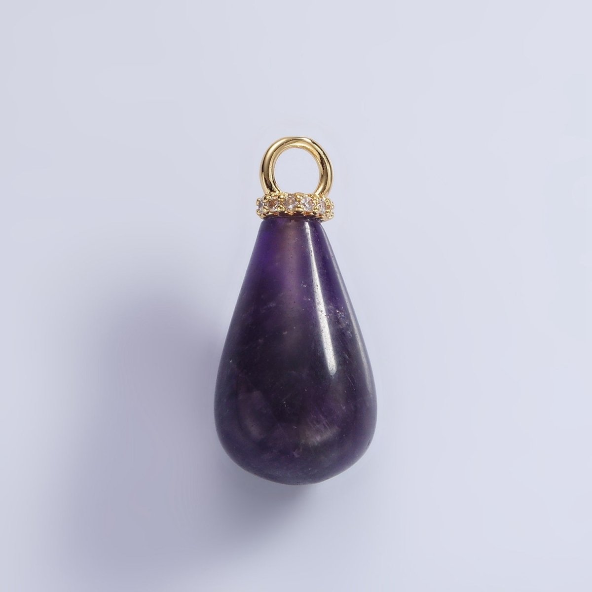 14K Gold Filled Onyx, Lapis Lazuli, Clear Quartz, Amethyst, Howlite Teardrop Micro Paved CZ Drop Pendant | AC793 - AC797 - DLUXCA